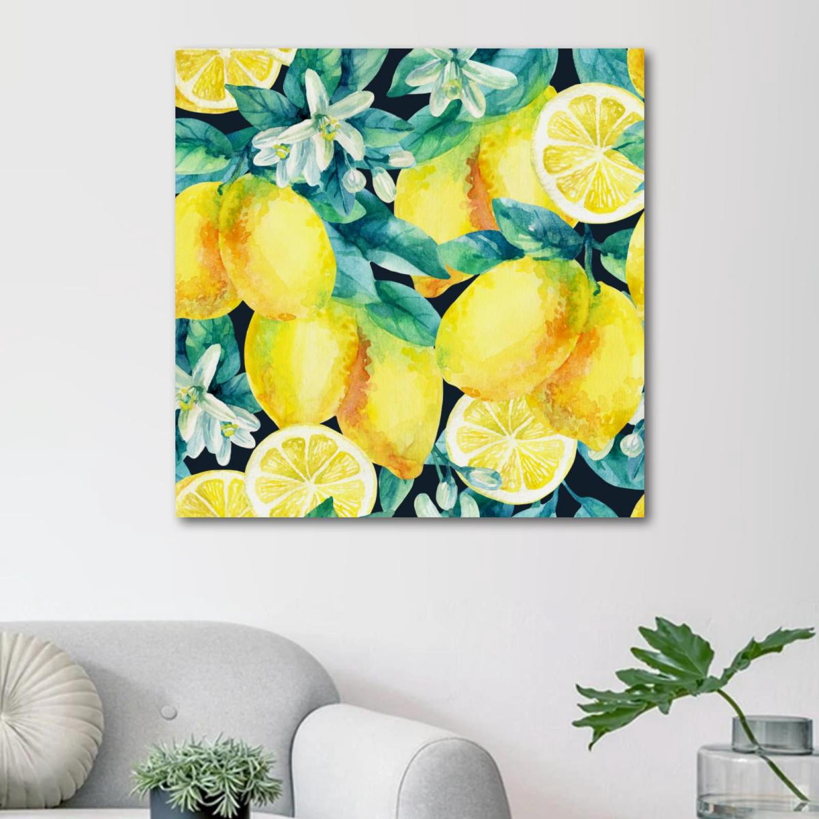 OWNSERIES Plant Fruit Yellow Lemon Pattern Canvas Wall Art Paintings ...