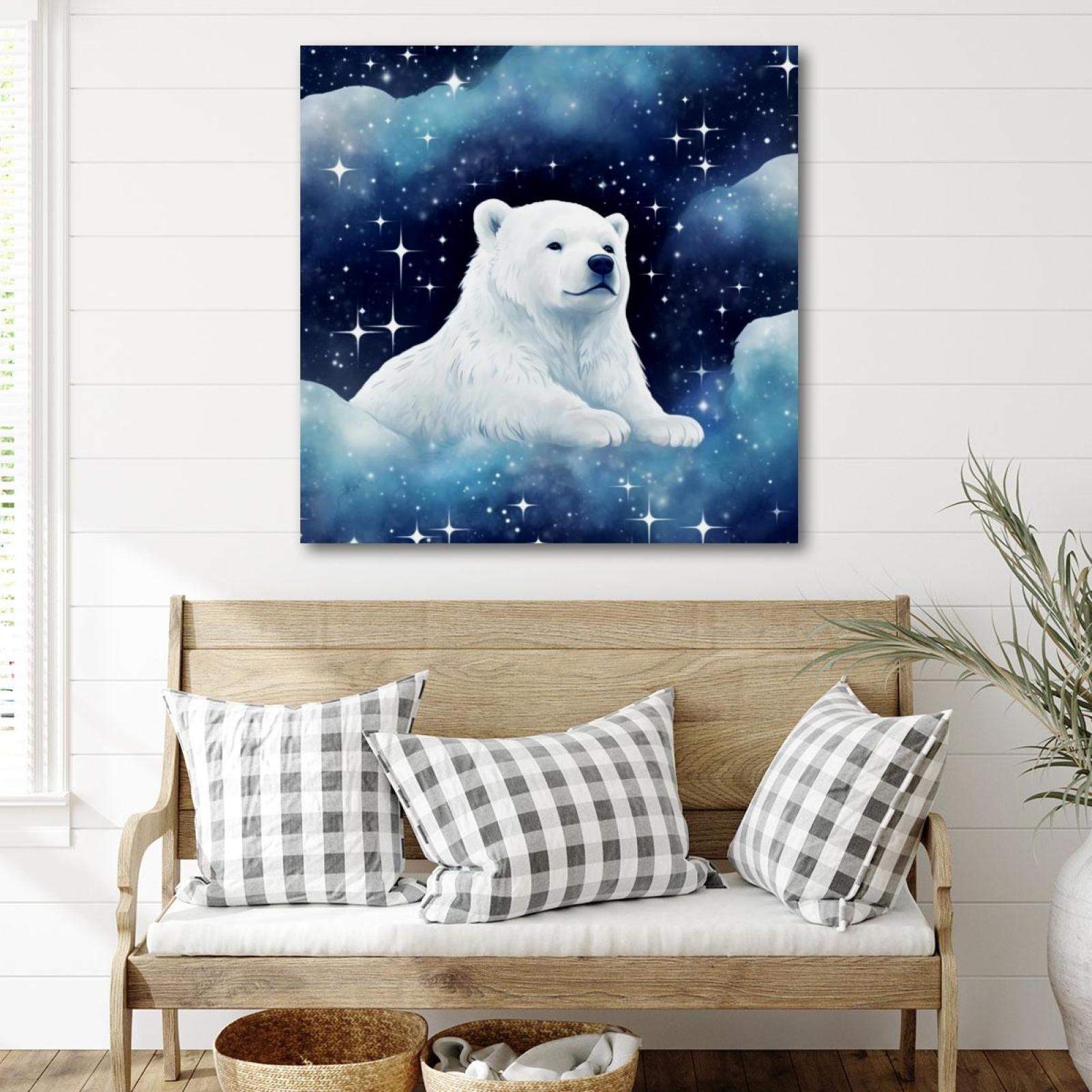 OWNSERIES Polar Bear in Starry Sky Pattern Canvas Wall Art Paintings