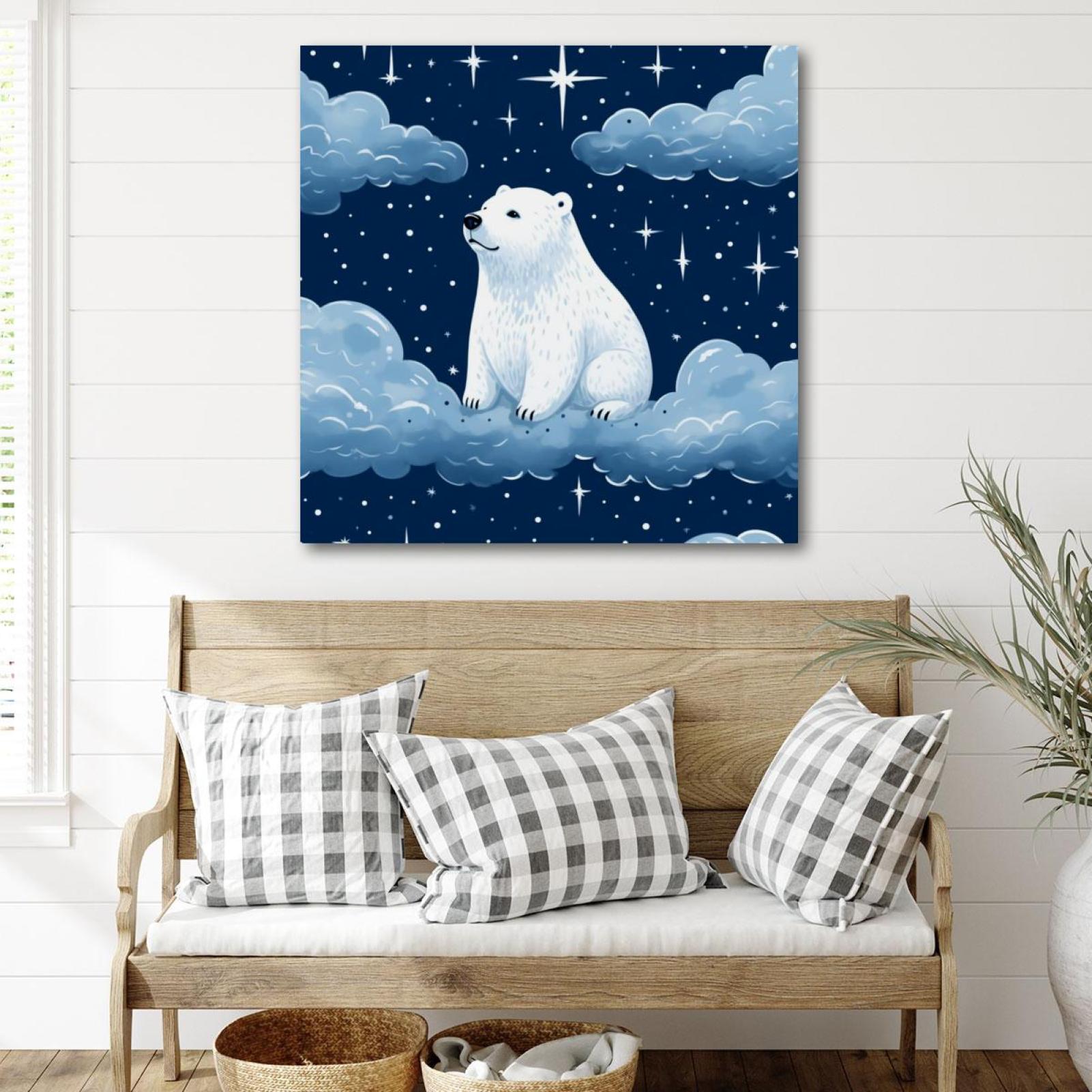 OWNSERIES Polar Bear in Starry Sky Pattern Canvas Wall Art Paintings