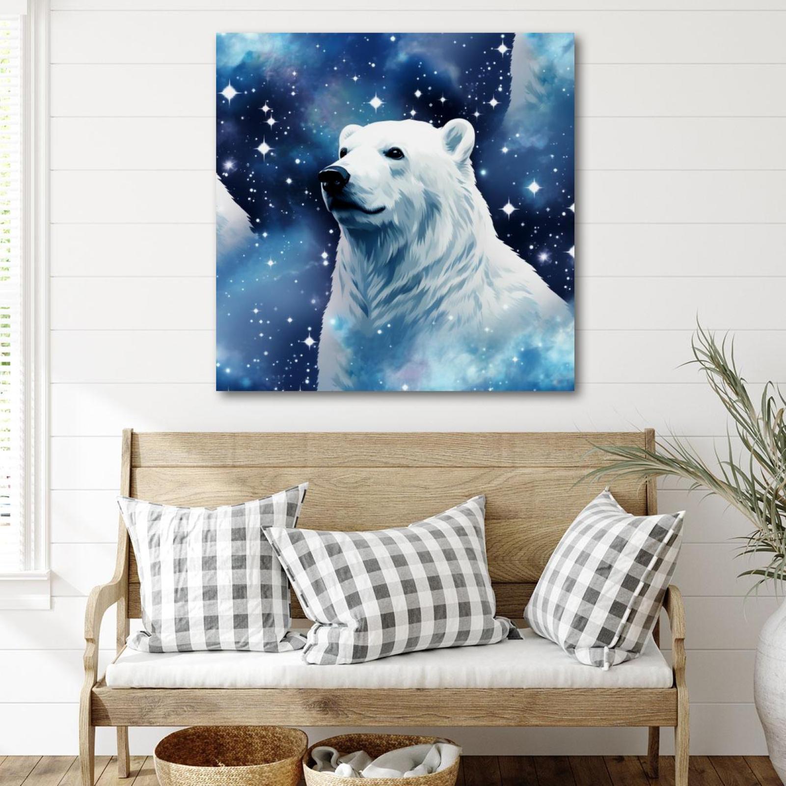 OWNSERIES Polar Bear in Starry Sky Pattern Canvas Wall Art Paintings