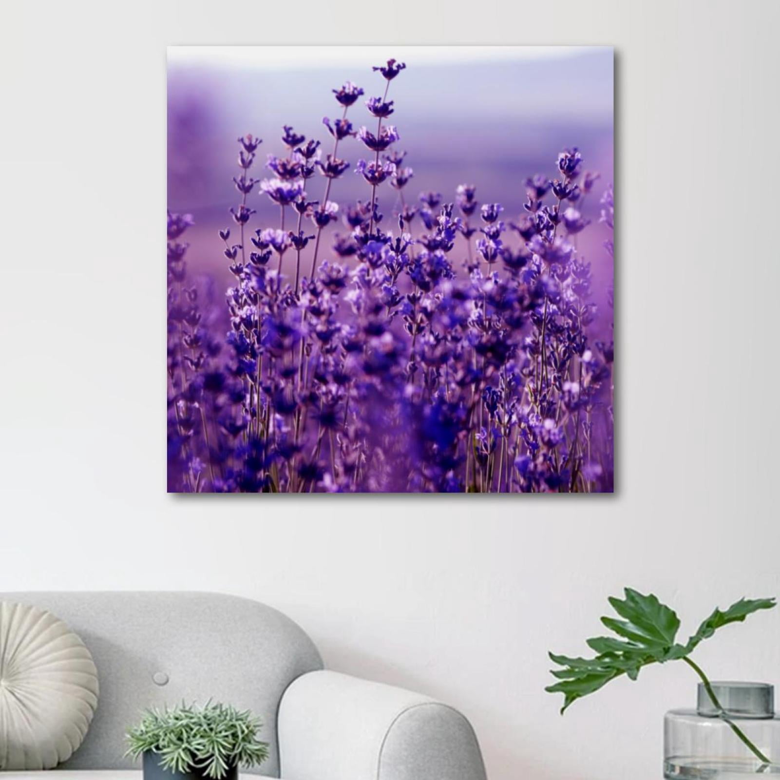 OWNSERIES Purple Lavender Flower Bloom Pattern Canvas Wall Art ...