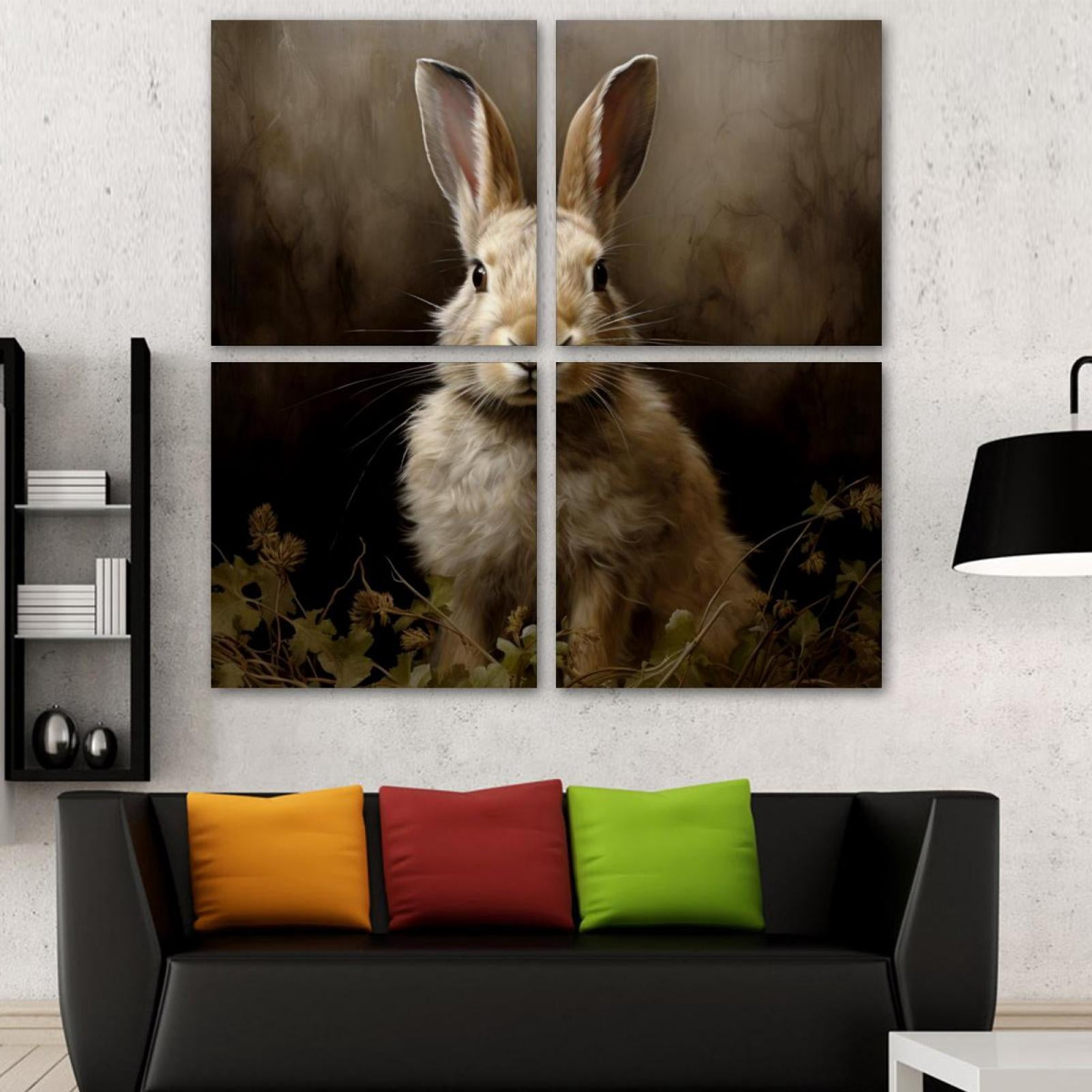 OWNSERIES Rabbit Pattern Pattern 4PC Frameless Canvas Wall Art ...