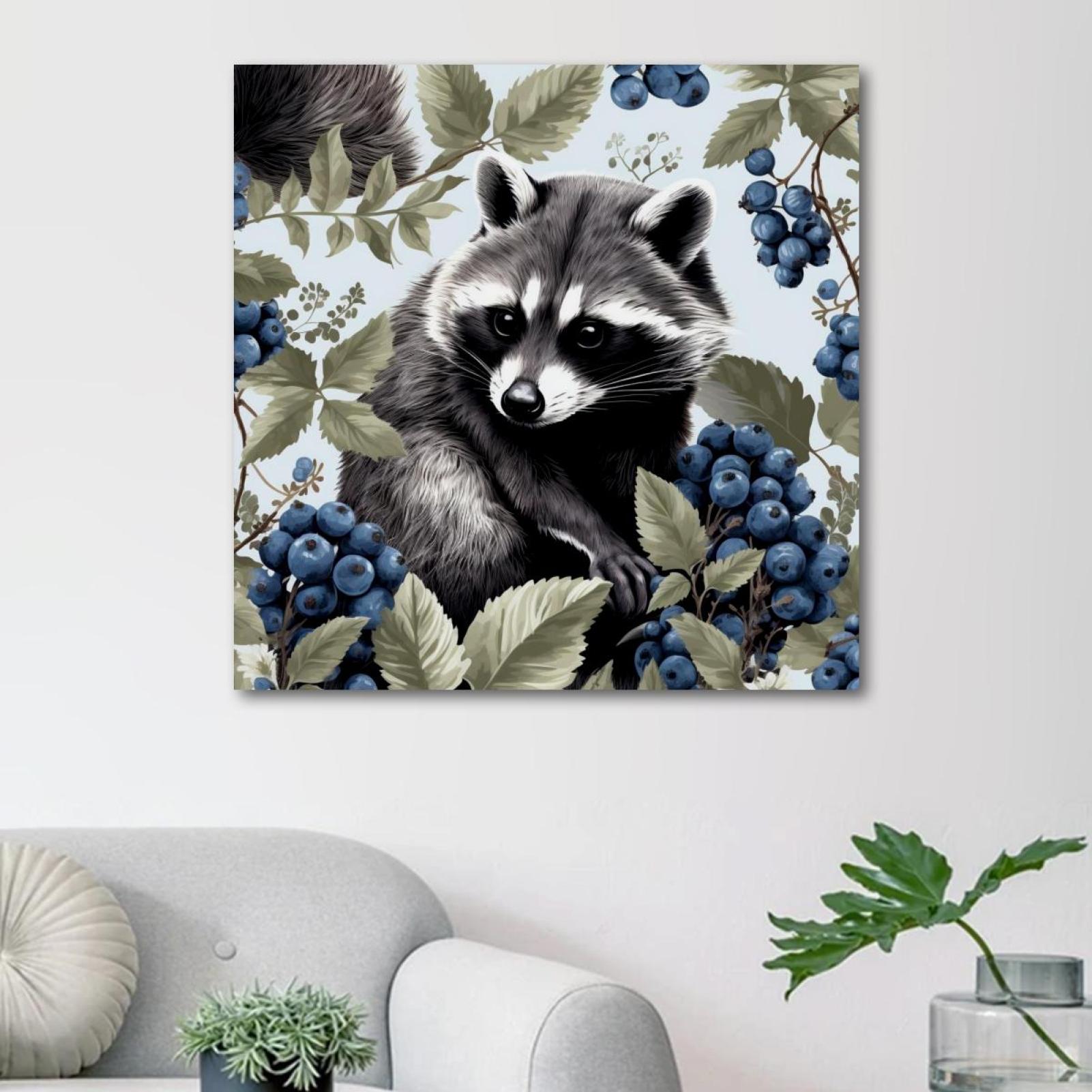 OWNSERIES Raccoon Pattern Canvas Wall Art Paintings for Living Room