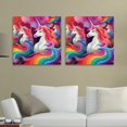 OWNSERIES Rainbow Unicorn Pattern 2PC Canvas Wall Art Paintings for
