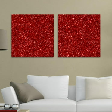 OWNSERIES Red Glitter Sequins Pattern 2PC Canvas Wall Art Paintings for Living Room Canvas Frameless Print Wall Artworks