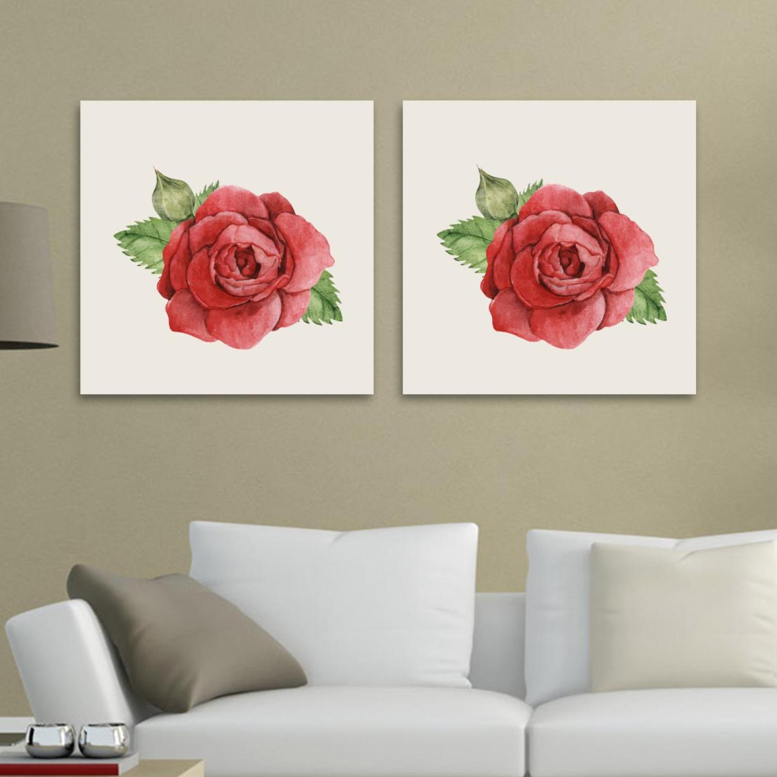 OWNSERIES Red Rose Pattern 2PC Canvas Wall Art Paintings for Living ...