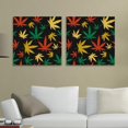 OWNSERIES Retro Cannabis Leafs Pattern 2PC Canvas Wall Art Paintings