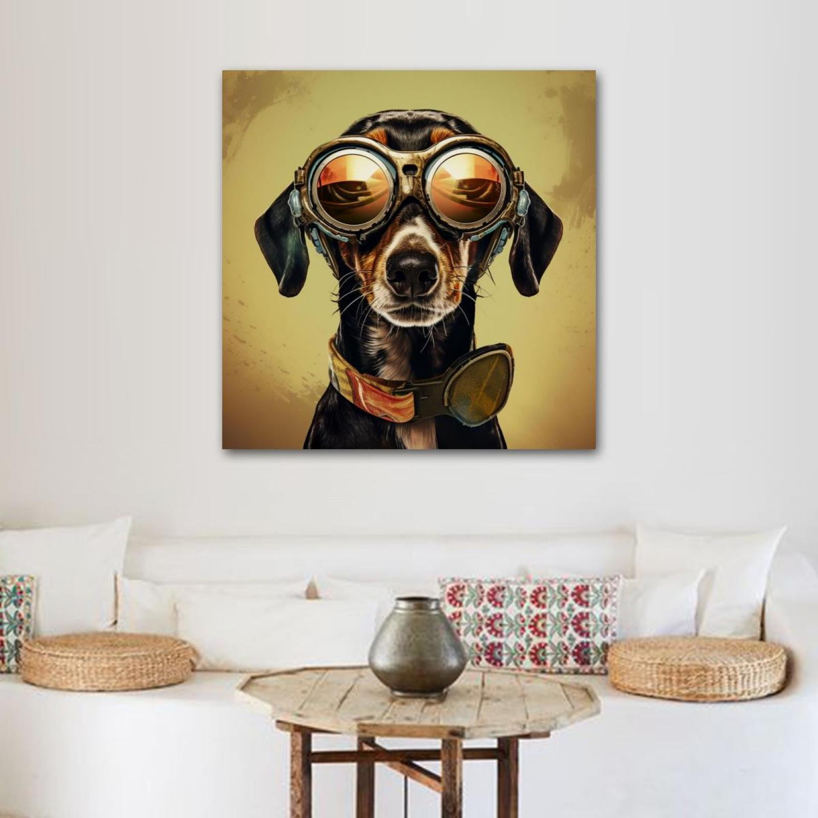 OWNSERIES Retro Style Dog Pattern Canvas Wall Art Paintings for Living