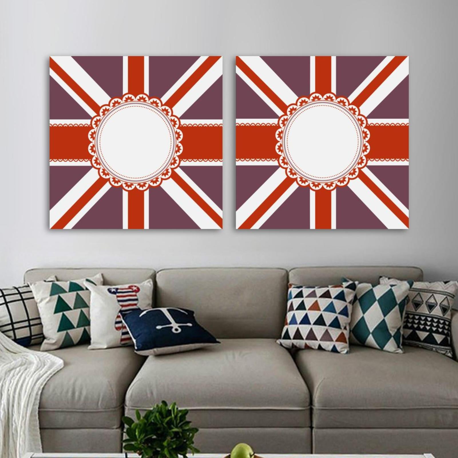 OWNSERIES Retro UK British Flag Creative Retro Pattern 2PC Canvas Wall