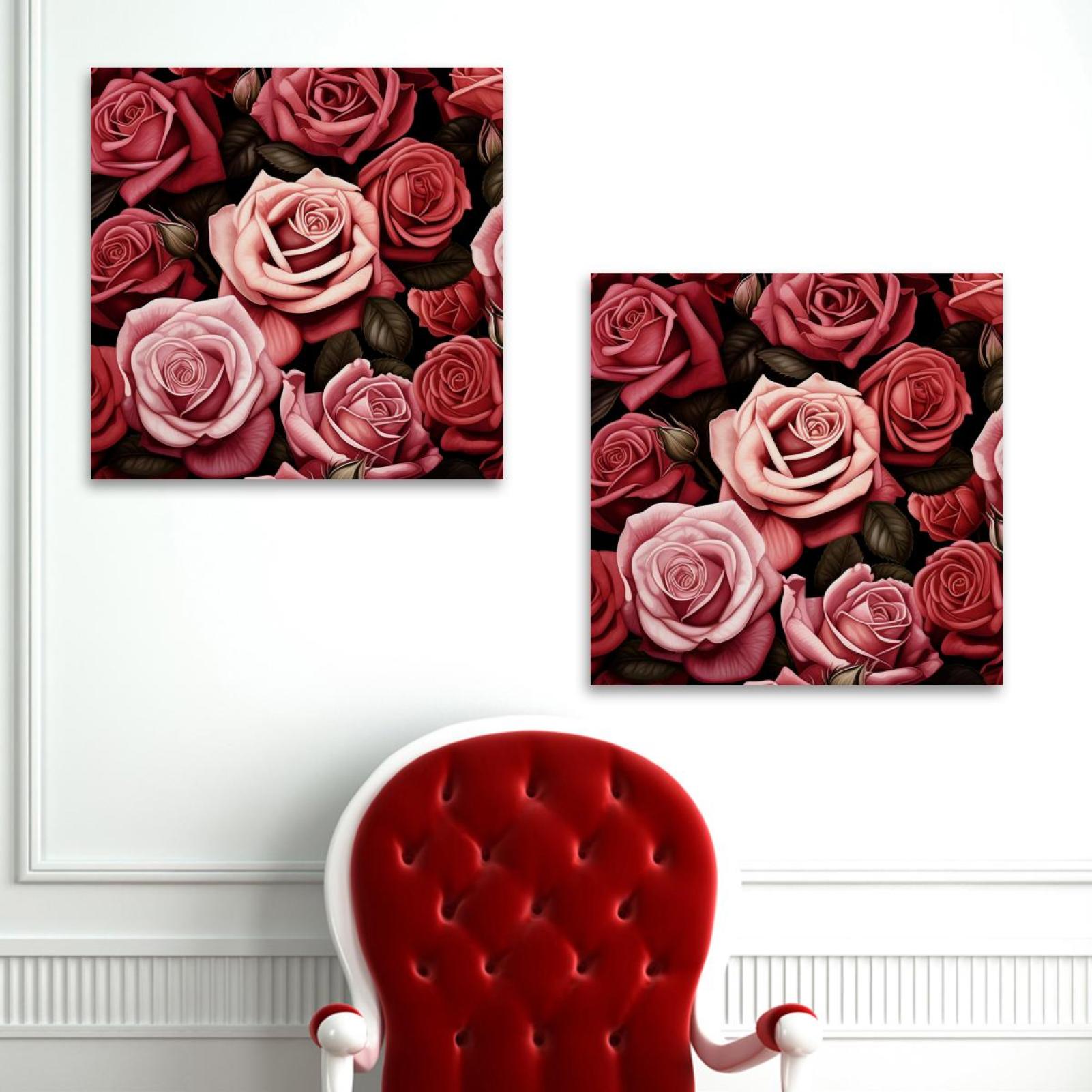 OWNSERIES Roses Flower Pattern 2PC Canvas Wall Art Paintings for Living ...