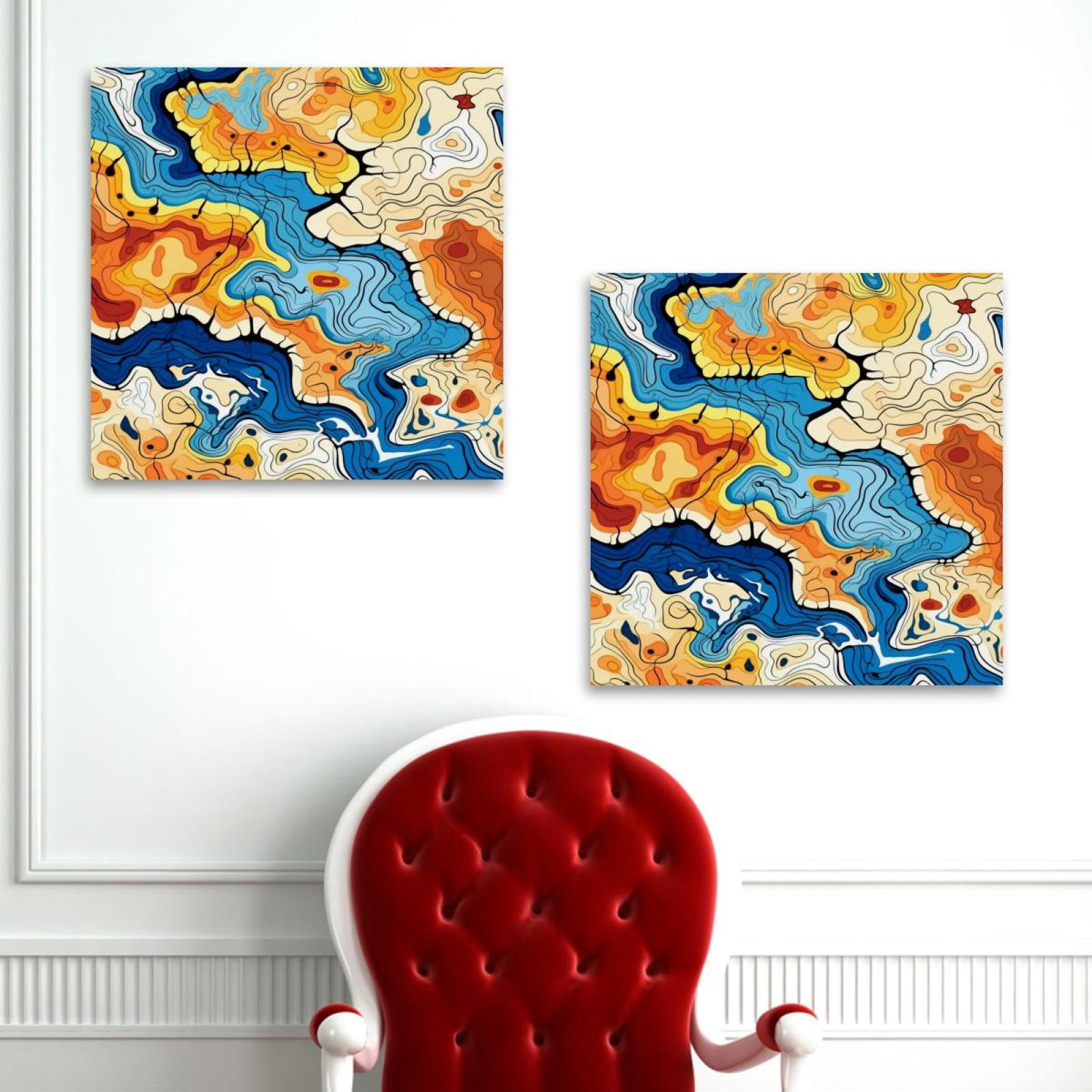 OWNSERIES Rural Landscape Watercolor Style Pattern 2PC Canvas Wall Art ...