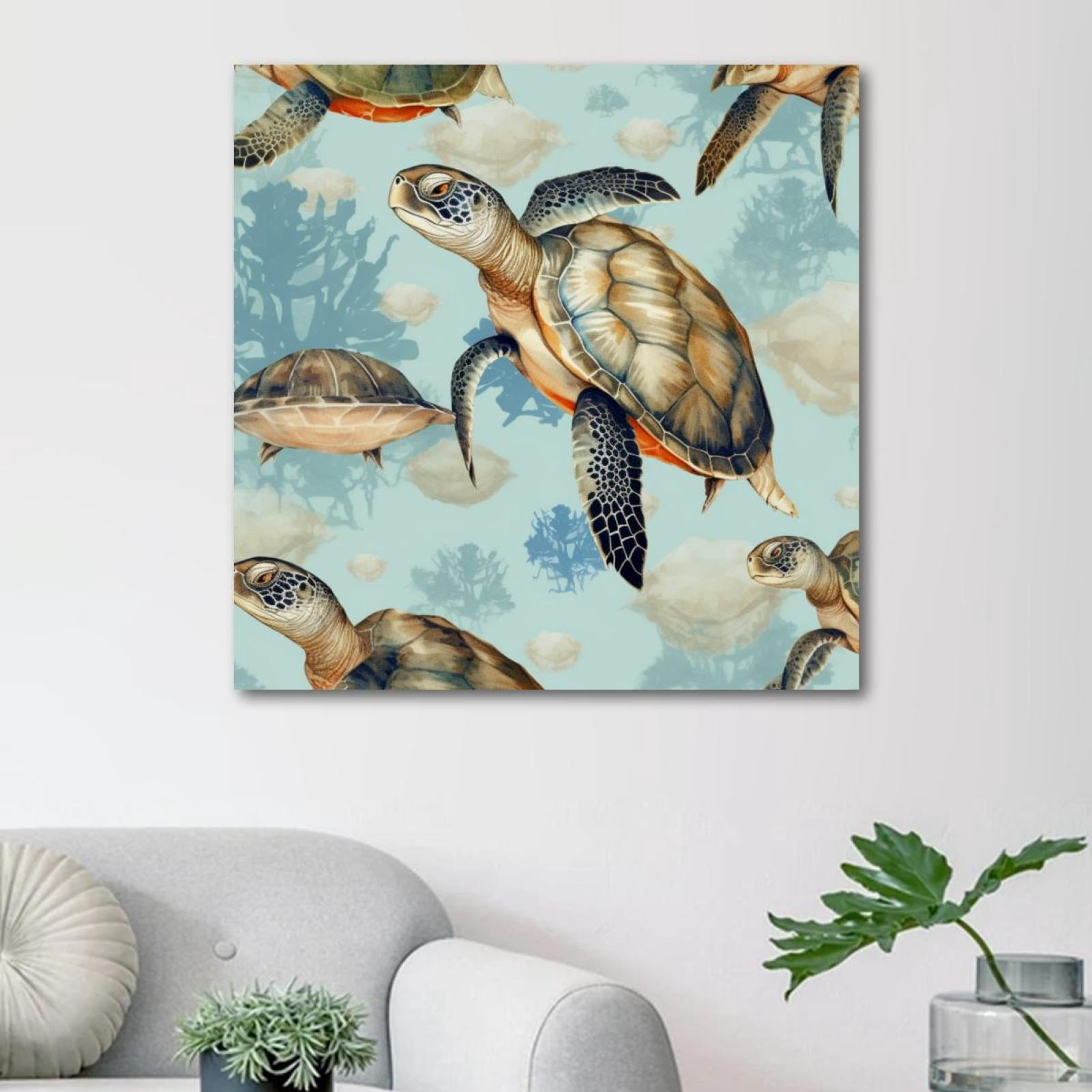 OWNSERIES Sea Turtle Pattern Canvas Wall Art Paintings for Living Room ...