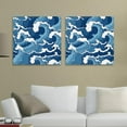 OWNSERIES Sea Wave Pattern Blue White Color Pattern 2PC Canvas Wall Art Paintings for Living