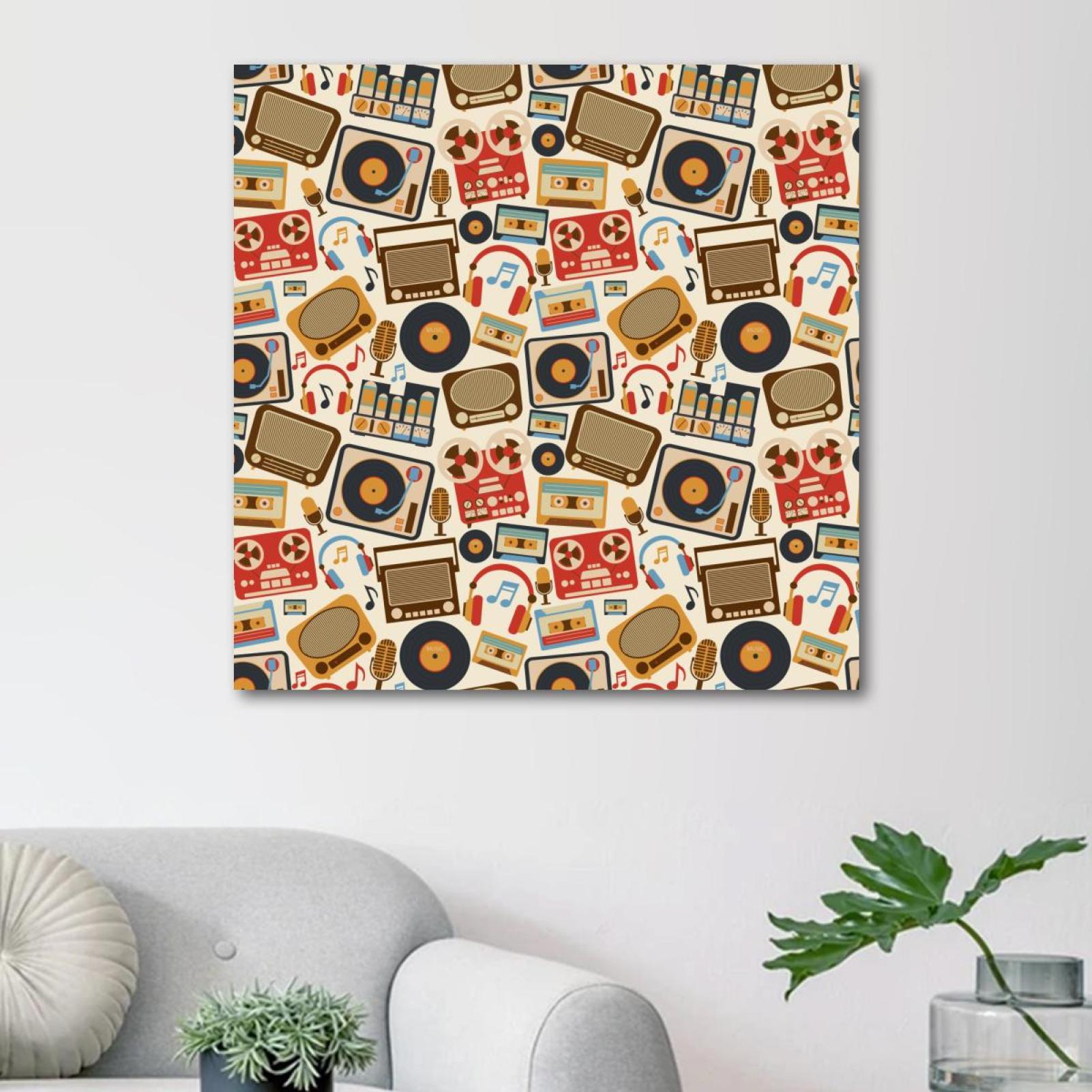 OWNSERIES Seamless Retro Music Pattern Canvas Wall Art Paintings for ...