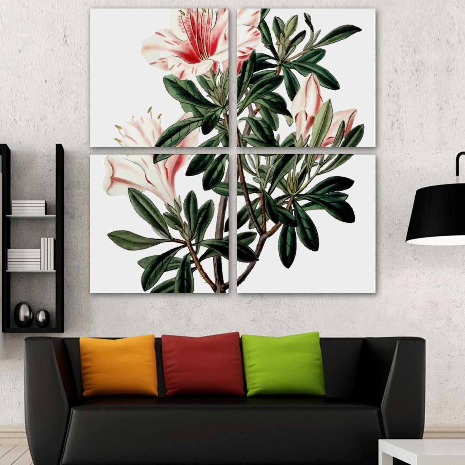 OWNSERIES Spring Flower Floral Pattern 4PC Frameless Canvas Wall Art ...