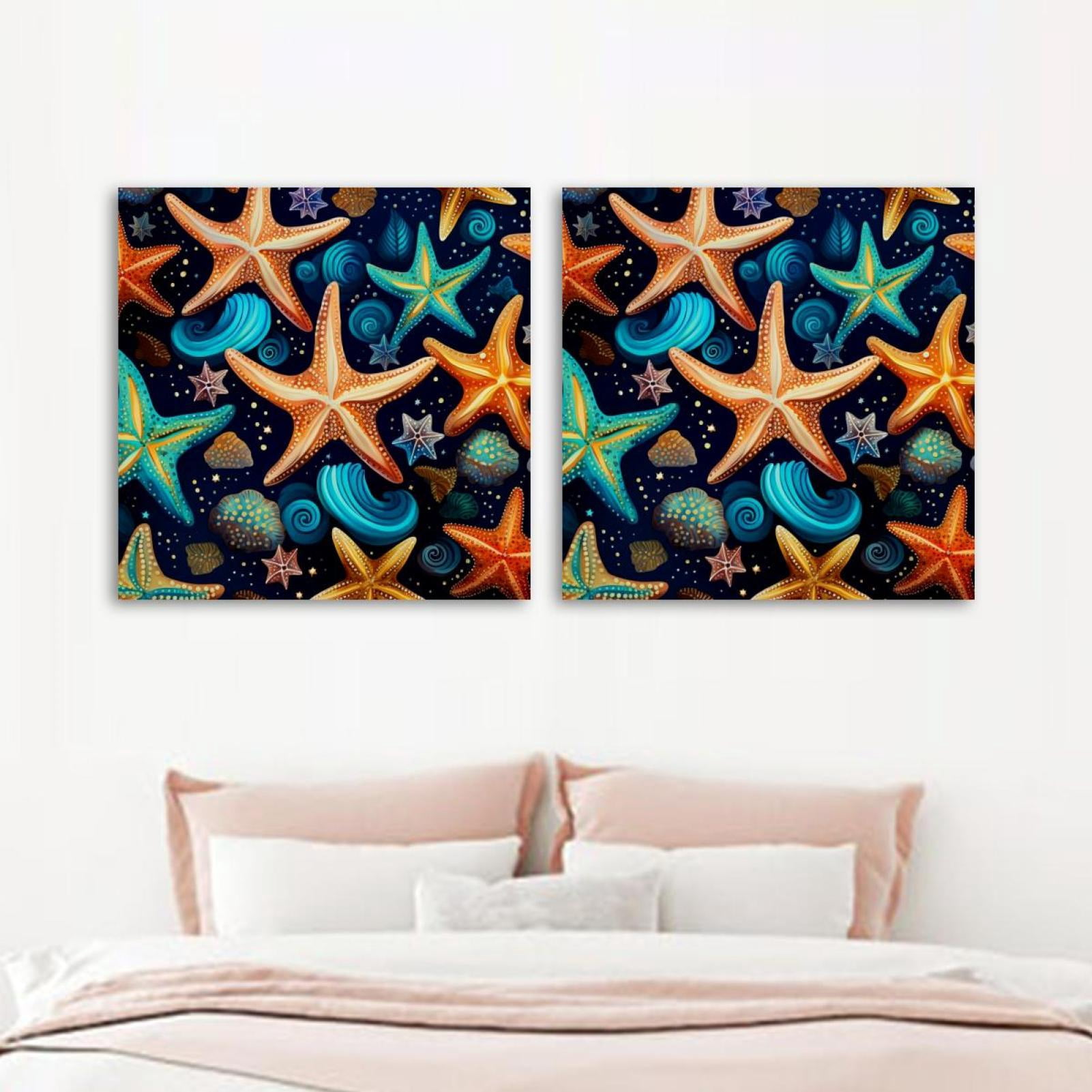 OWNSERIES Starfish Pattern Pattern 2PC Canvas Wall Art Paintings for ...