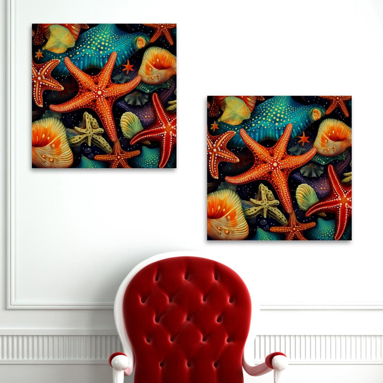 OWNSERIES Starfish Pattern 2PC Canvas Wall Art Paintings for Living ...