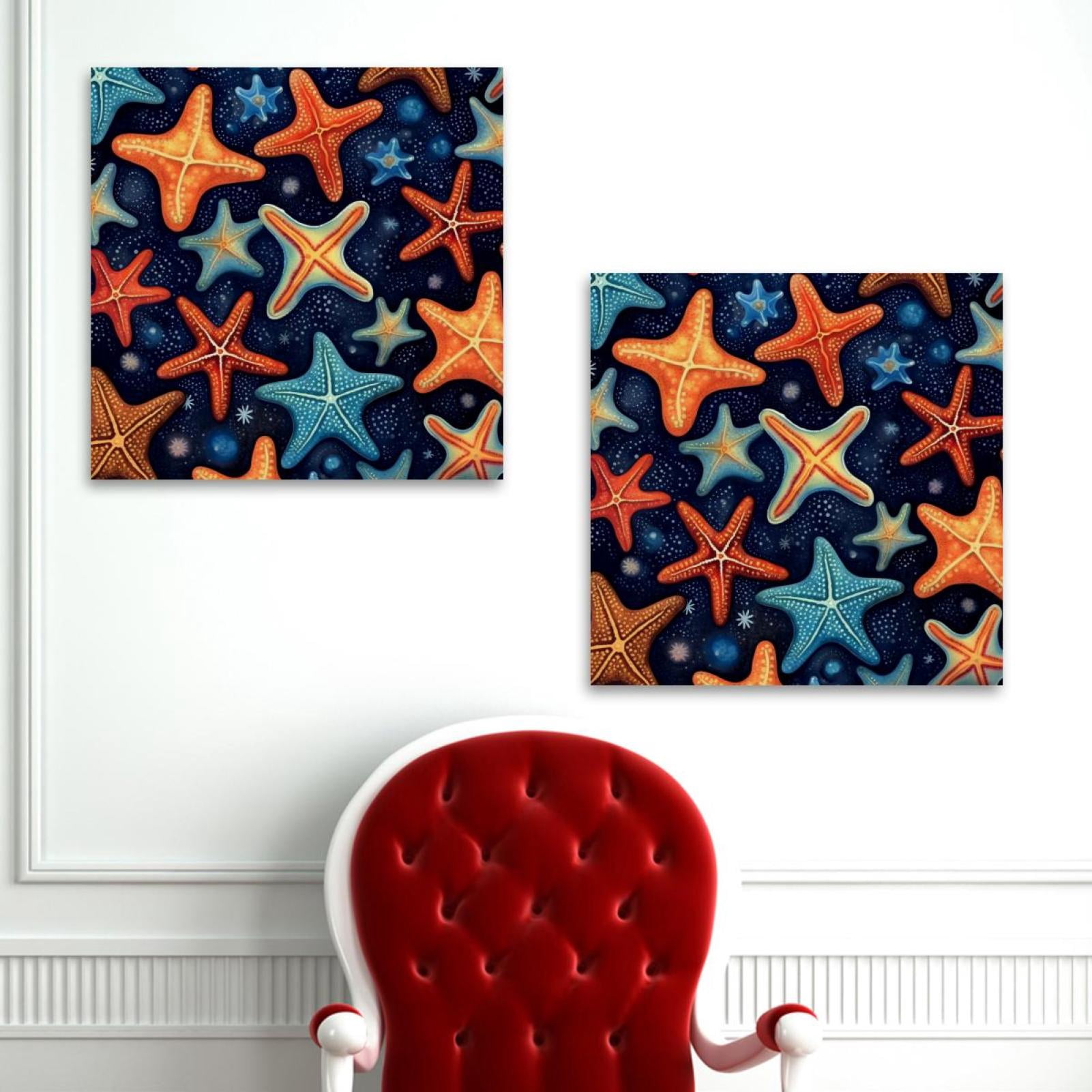 OWNSERIES Starfish Pattern 2PC Canvas Wall Art Paintings for Living ...