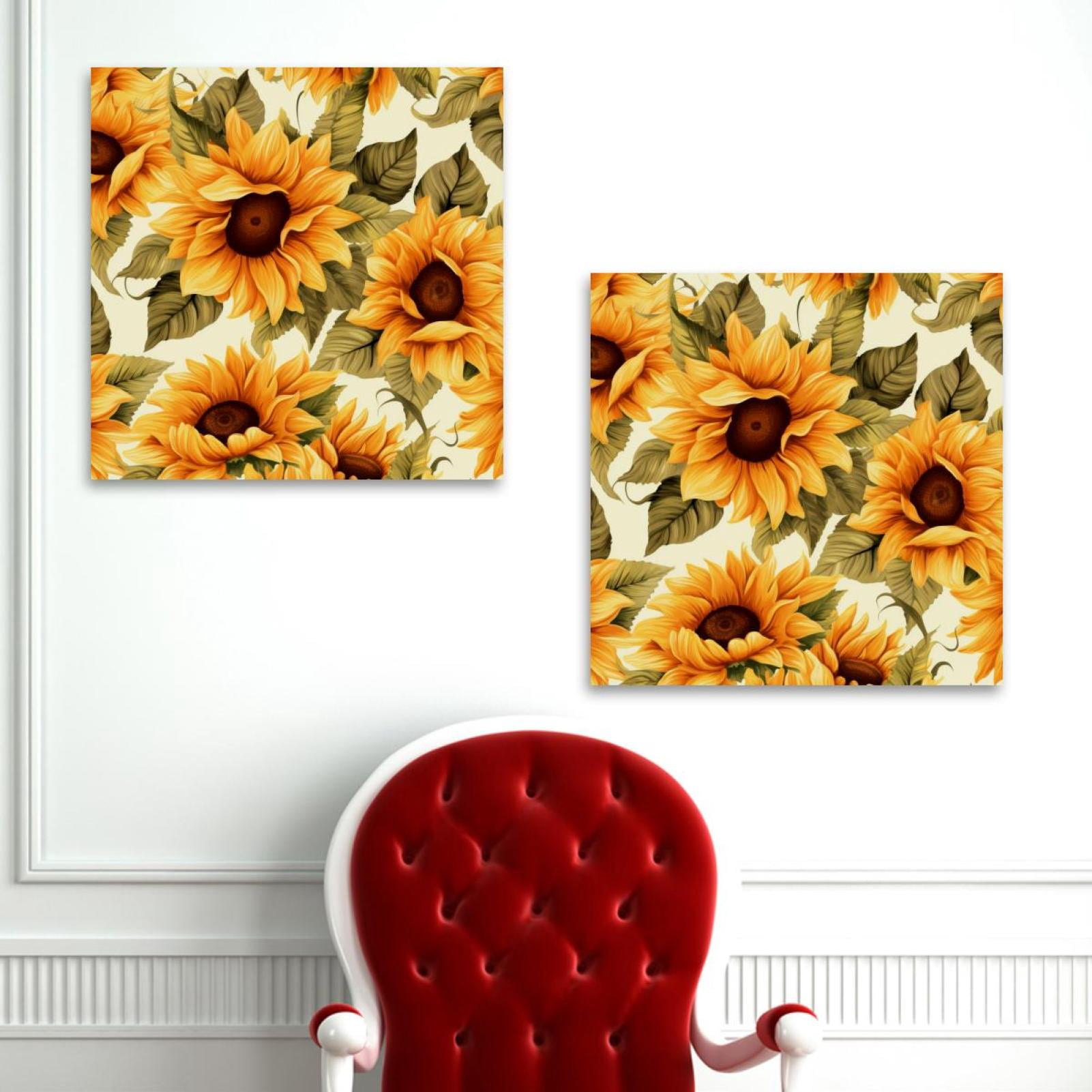 OWNSERIES Sunflowers Pattern 2PC Canvas Wall Art Paintings for Living ...