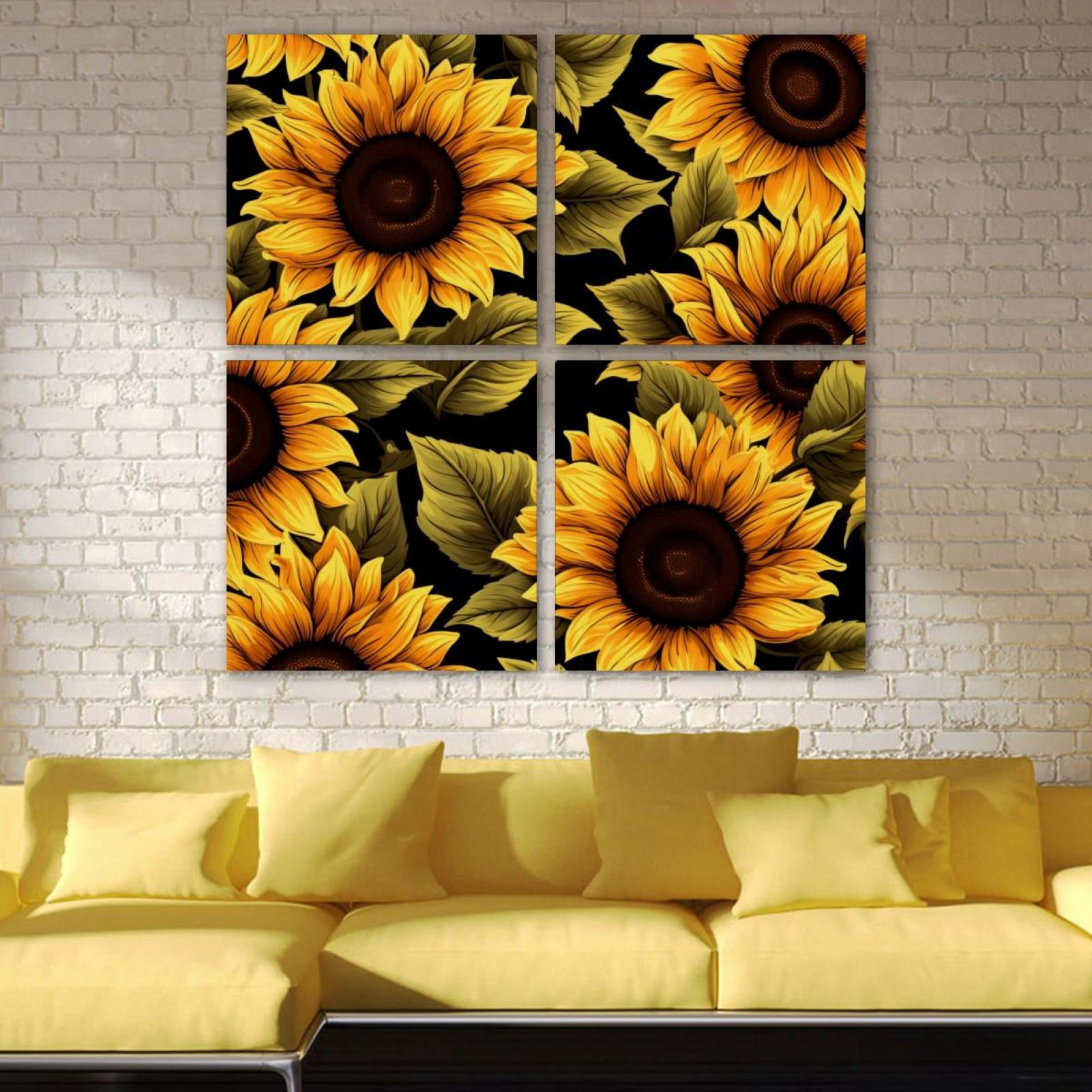 OWNSERIES Sunflowers Pattern 4PC Frameless Canvas Wall Art Paintings ...