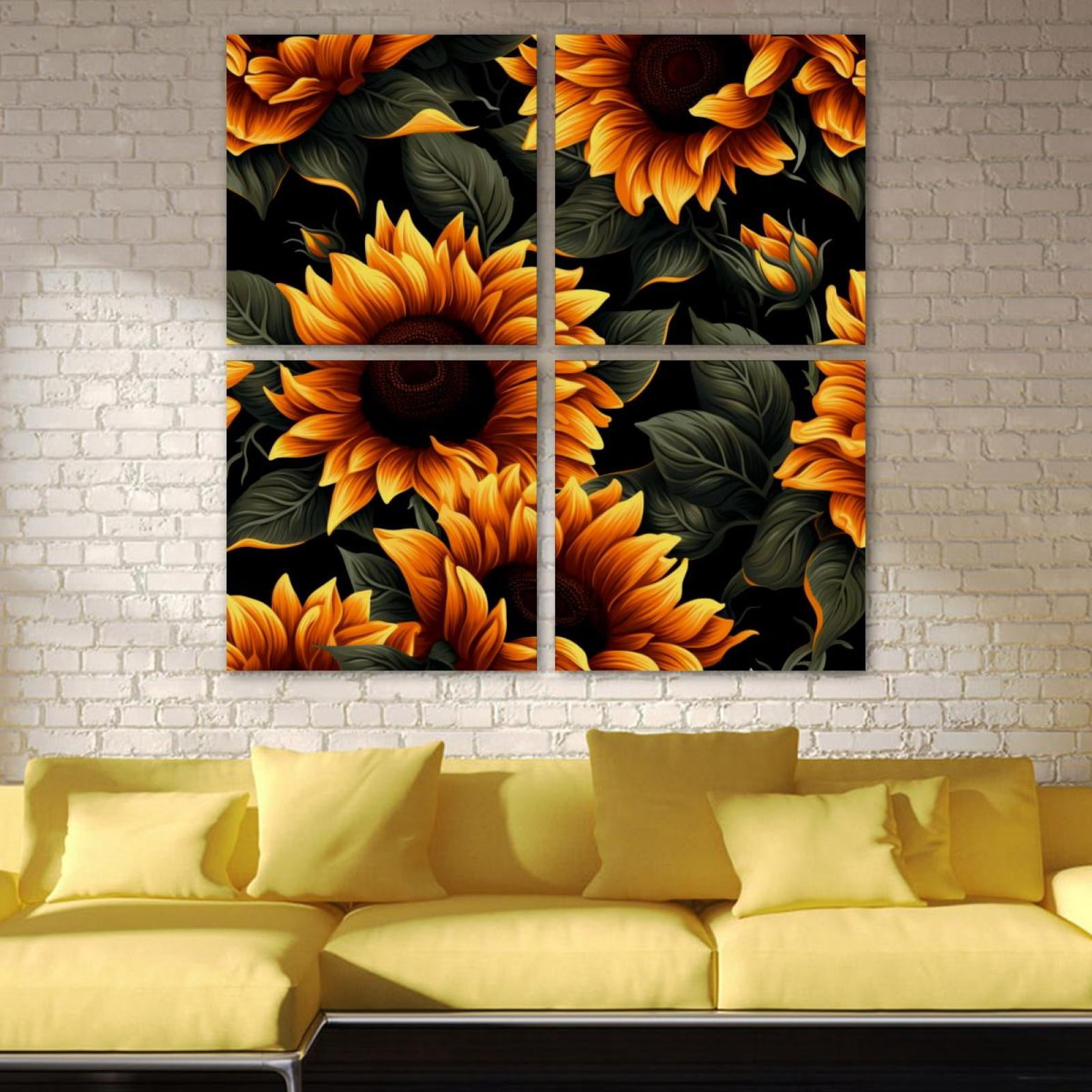 OWNSERIES Sunflowers Pattern 4PC Frameless Canvas Wall Art Paintings ...