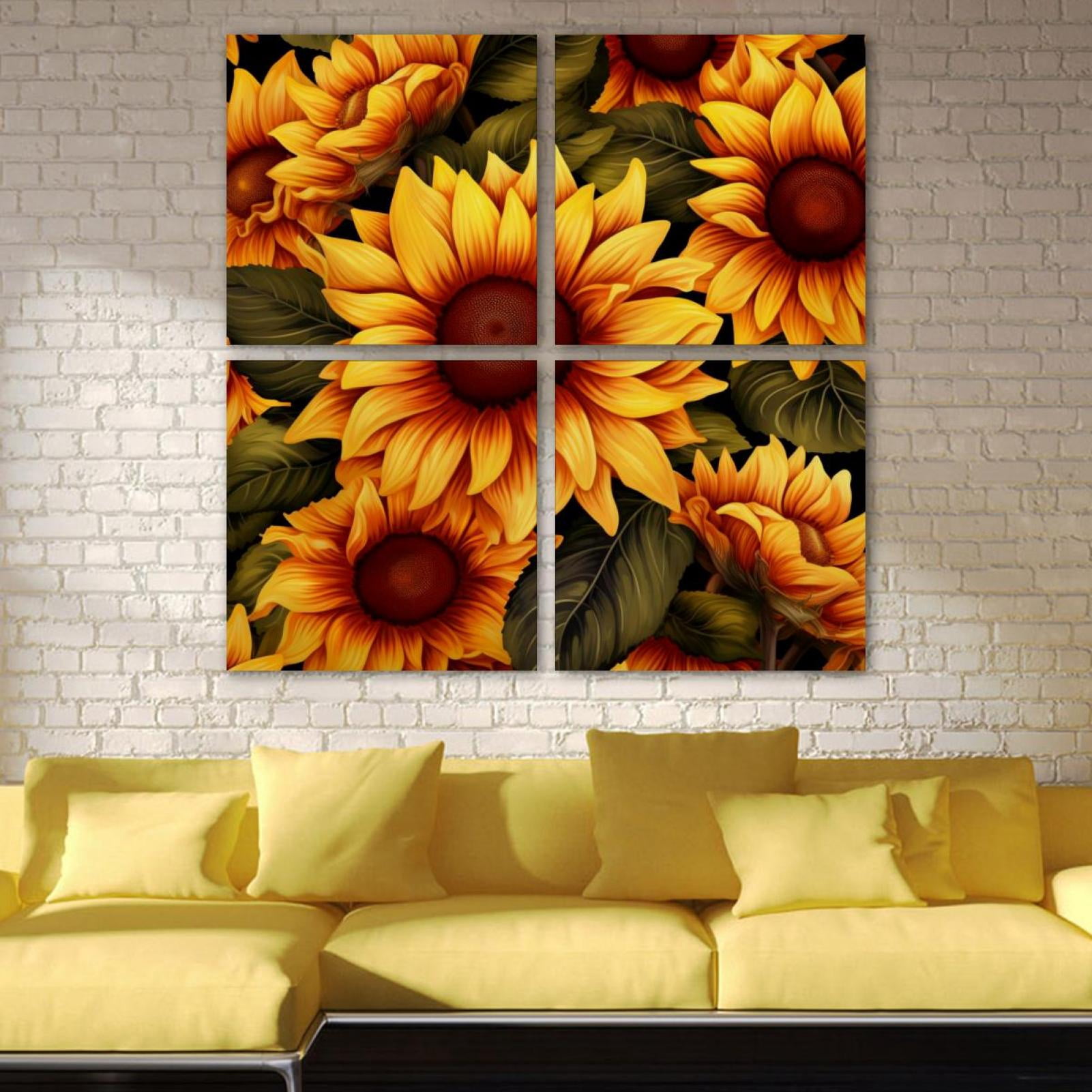 OWNSERIES Sunflowers Pattern 4PC Frameless Canvas Wall Art Paintings ...