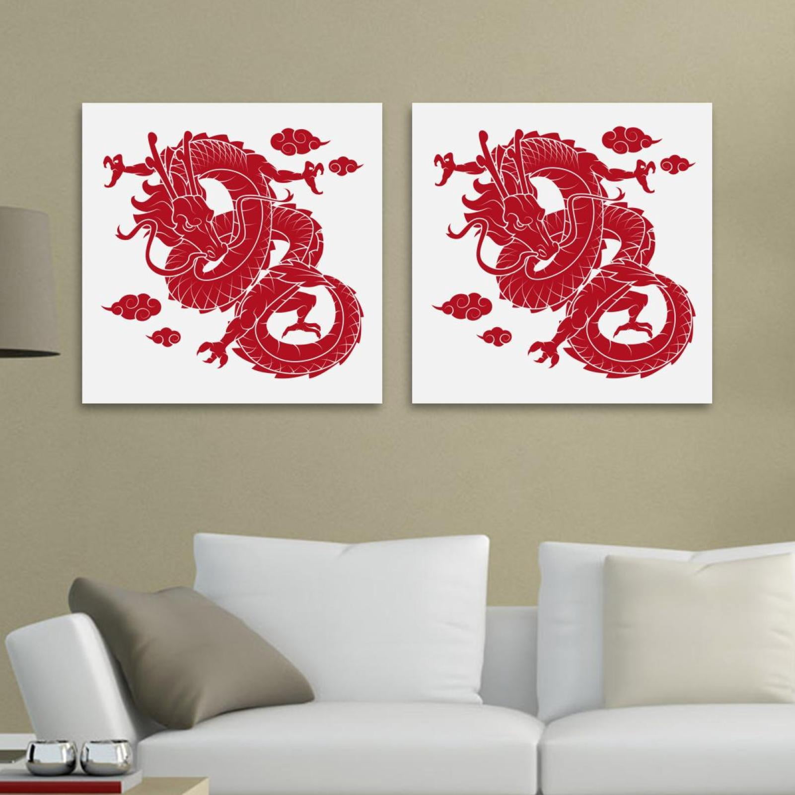 OWNSERIES Traditional Chinese Dragon Pattern 2PC Canvas Wall Art ...