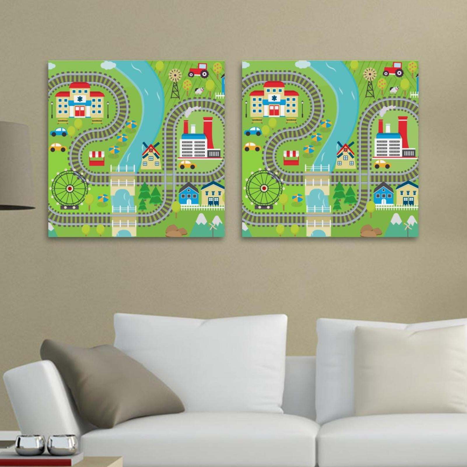 OWNSERIES Train Rails Pattern 2PC Canvas Wall Art Paintings for Living ...