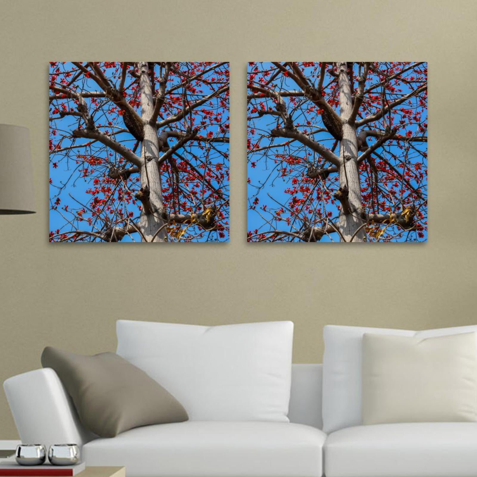 OWNSERIES Tree Blue Pattern 2PC Canvas Wall Art Paintings for Living ...