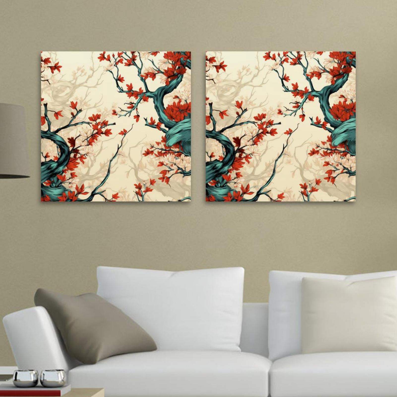 OWNSERIES Tree Pattern 2PC Canvas Wall Art Paintings for Living Room ...