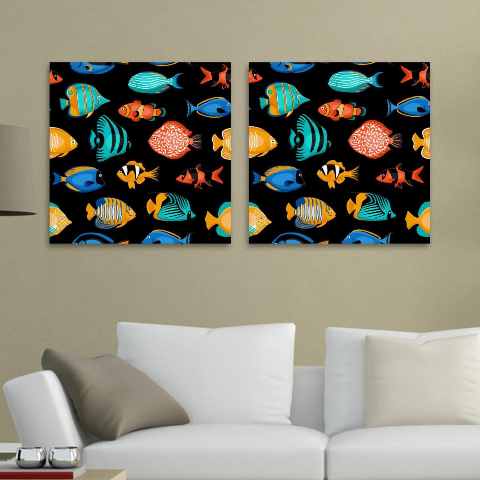 OWNSERIES Tropical Fish Pattern 2PC Canvas Wall Art Paintings for ...