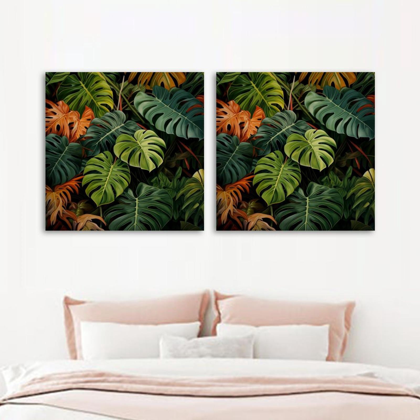OWNSERIES Tropical Plants Pattern 2PC Canvas Wall Art Paintings for ...