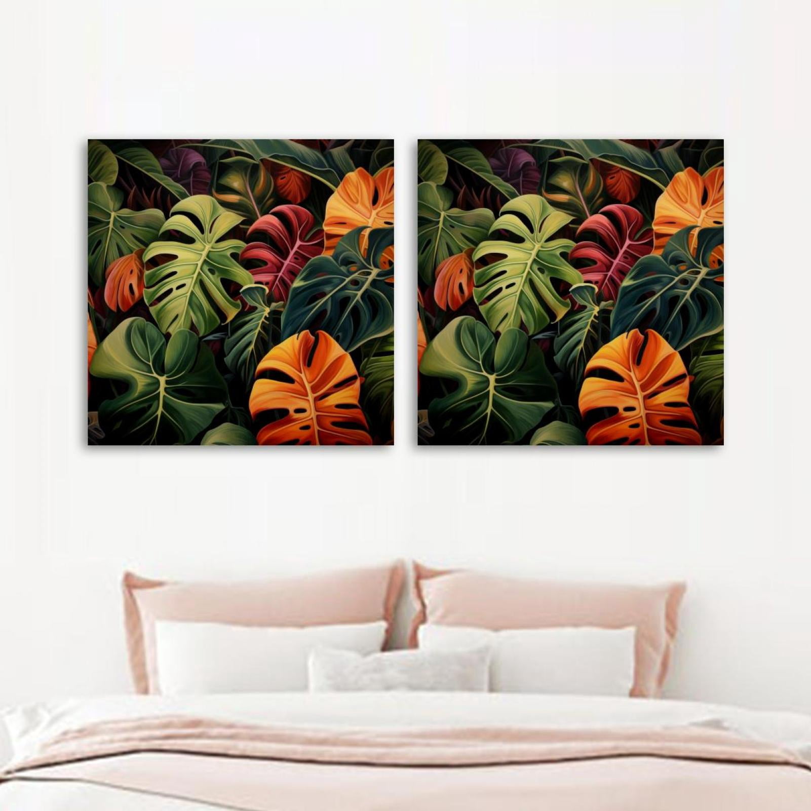 OWNSERIES Tropical Plants Pattern 2PC Canvas Wall Art Paintings for ...
