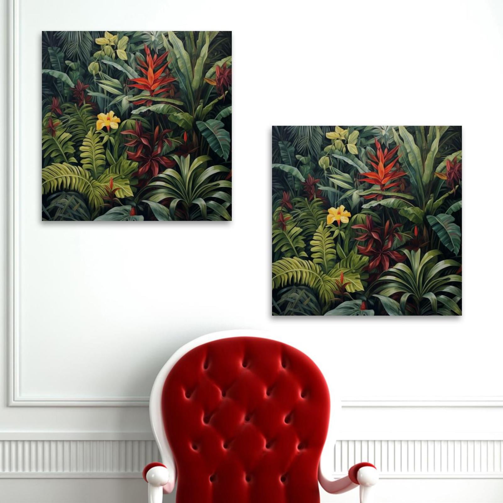OWNSERIES Tropical Plants Pattern 2PC Canvas Wall Art Paintings for