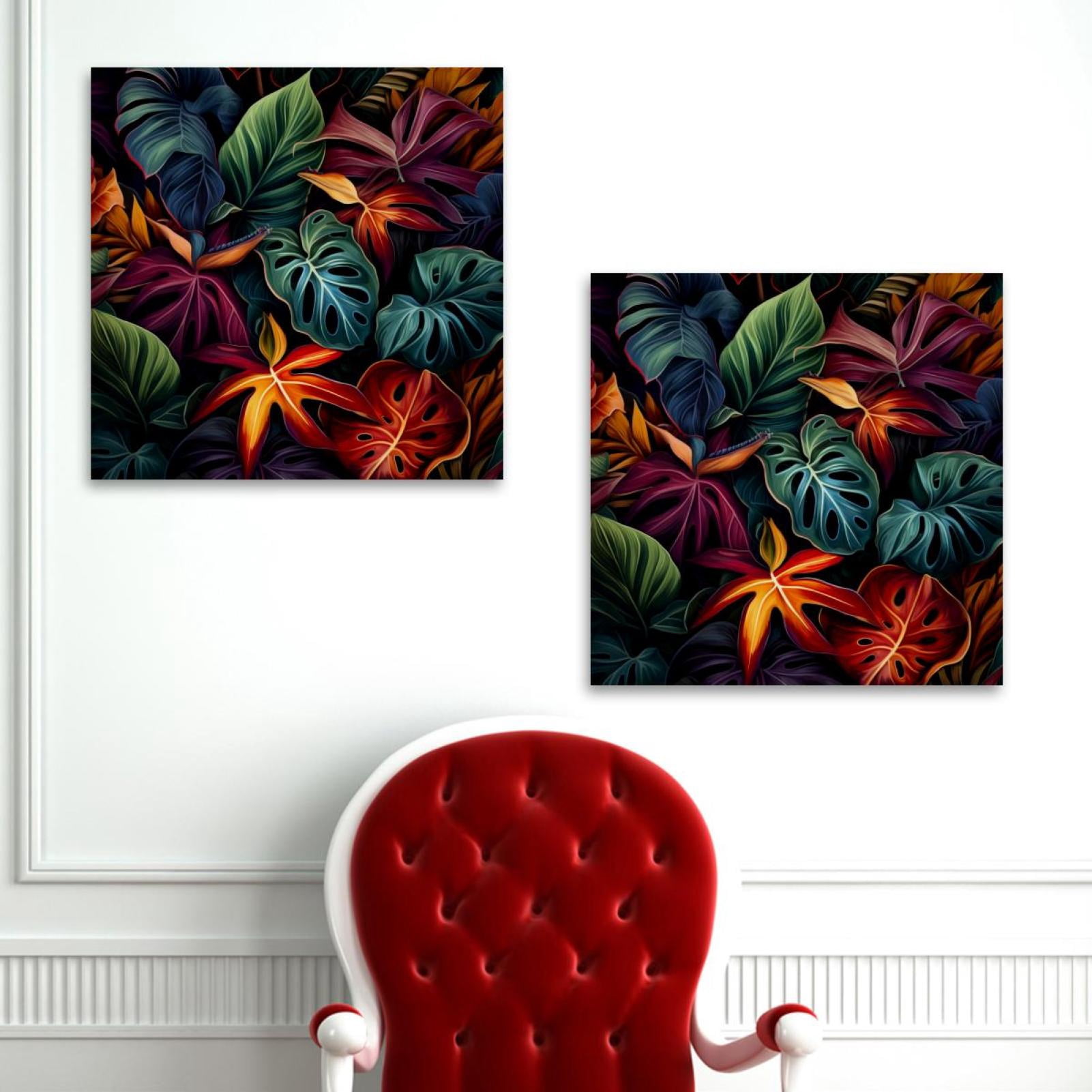 OWNSERIES Tropical Plants Pattern 2PC Canvas Wall Art Paintings for ...
