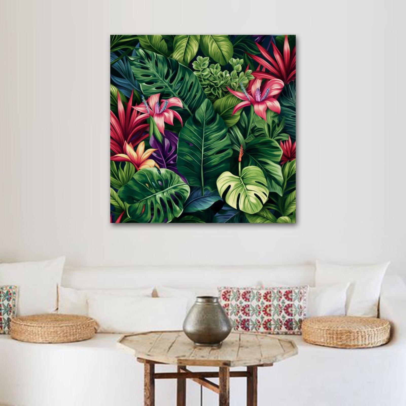 OWNSERIES Tropical Plants Pattern Canvas Wall Art Paintings for Living
