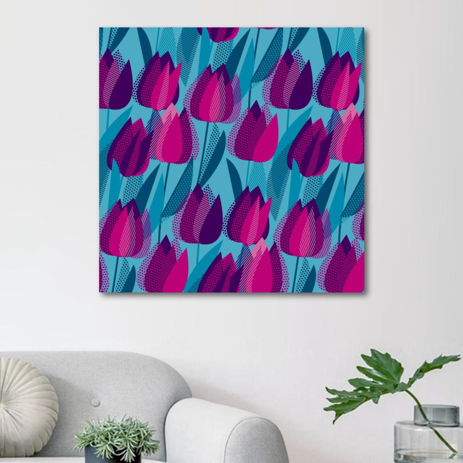OWNSERIES Tulip Flower Pattern Canvas Wall Art Paintings for Living ...