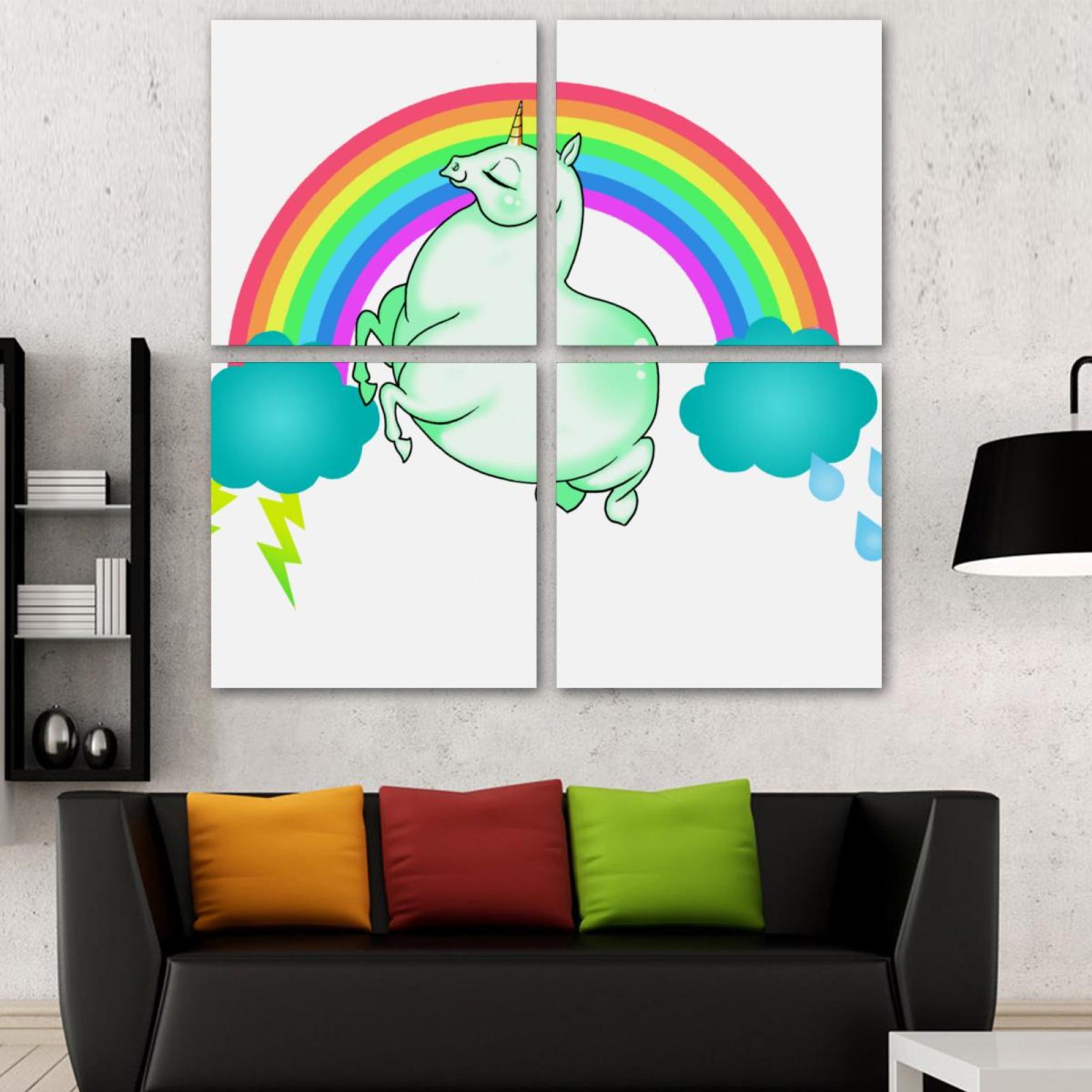 OWNSERIES Unicorn Fat Pattern 4PC Frameless Canvas Wall Art Paintings ...