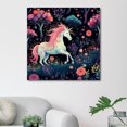 OWNSERIES Unicorn surrounded by flowers Pattern Canvas Wall Art