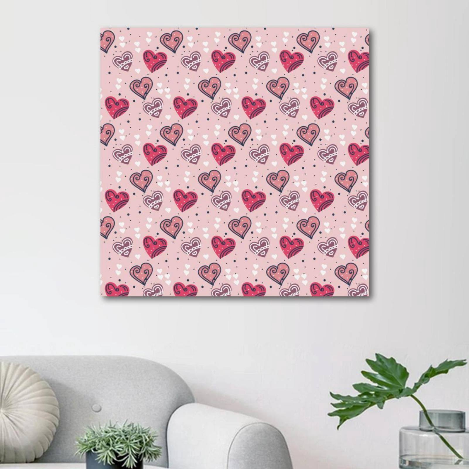 OWNSERIES Valentine Love Hearts Pattern Pink Pattern Canvas Wall Art ...