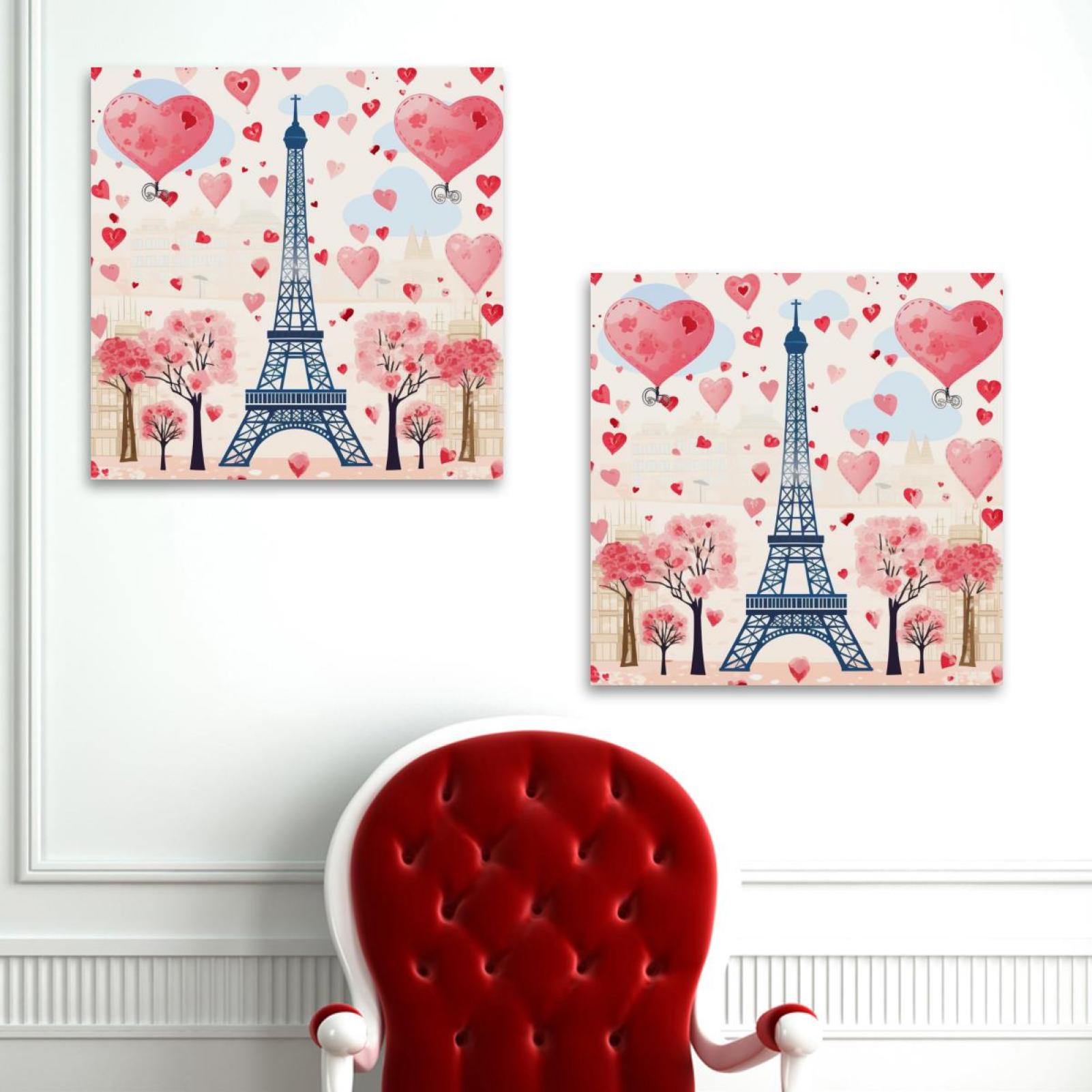 OWNSERIES Valentine Tower Pattern 2PC Canvas Wall Art Paintings for ...