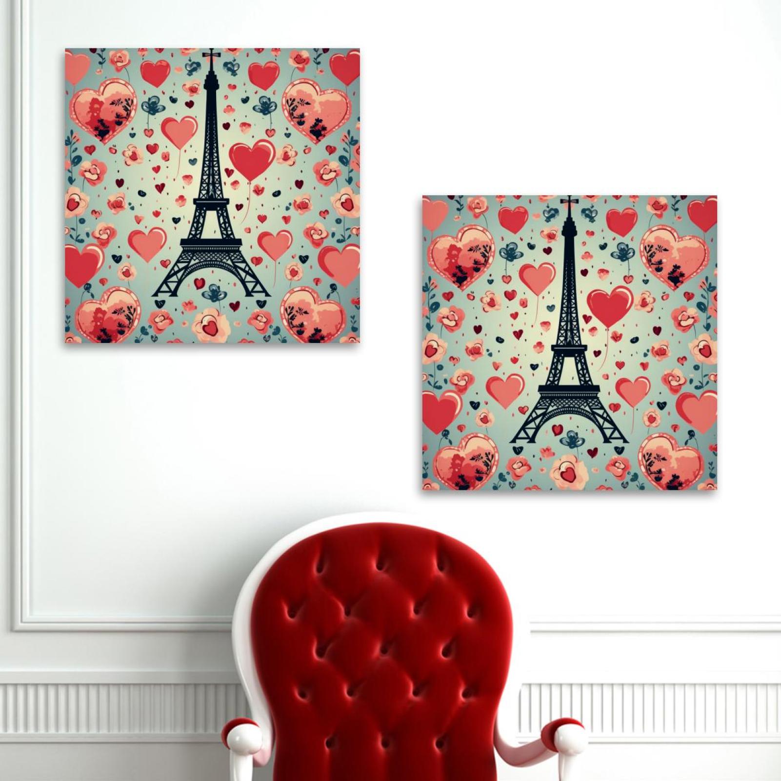 OWNSERIES Valentine Tower Pattern 2PC Canvas Wall Art Paintings for ...