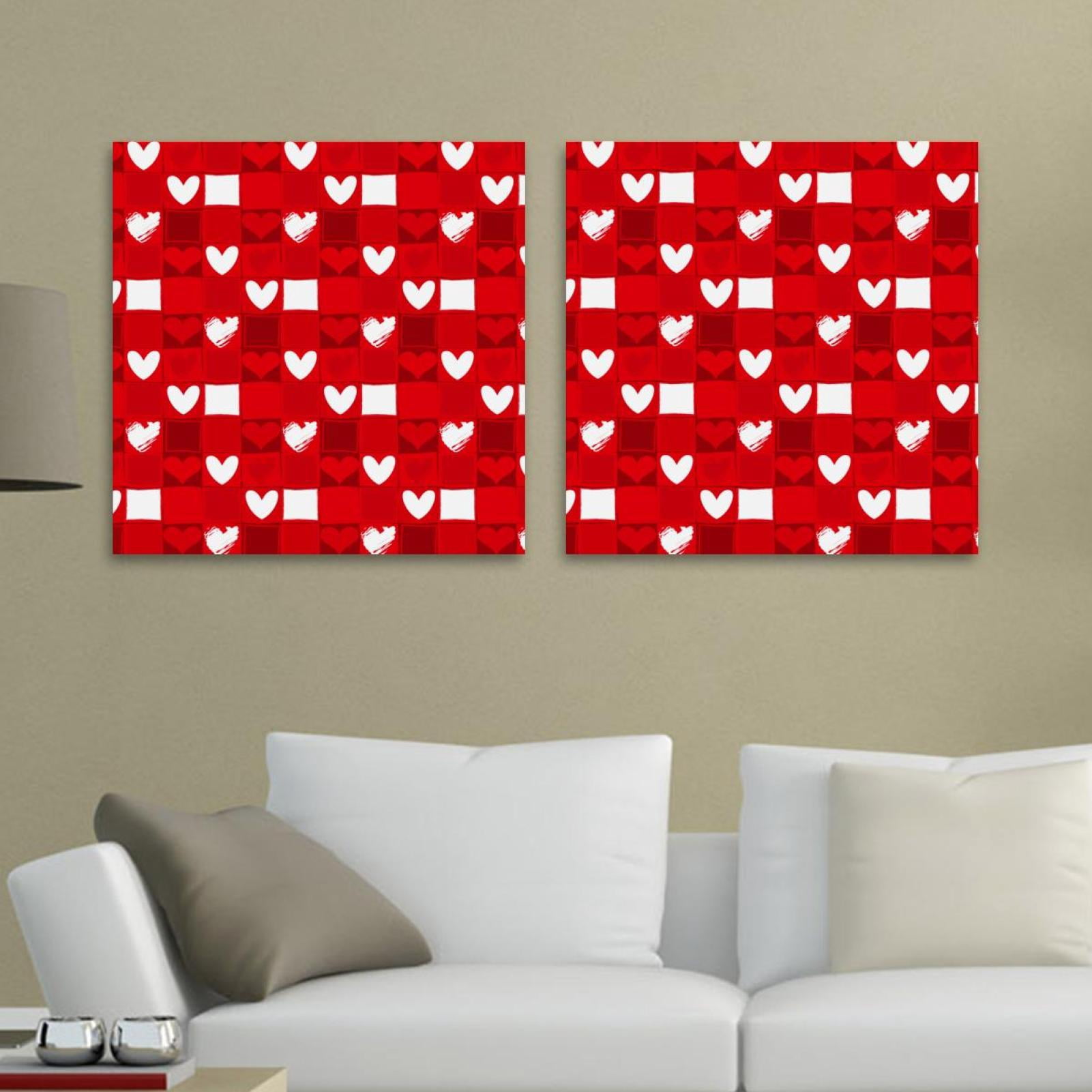 OWNSERIES Valentine's Day Red Love Pattern 2PC Canvas Wall Art ...