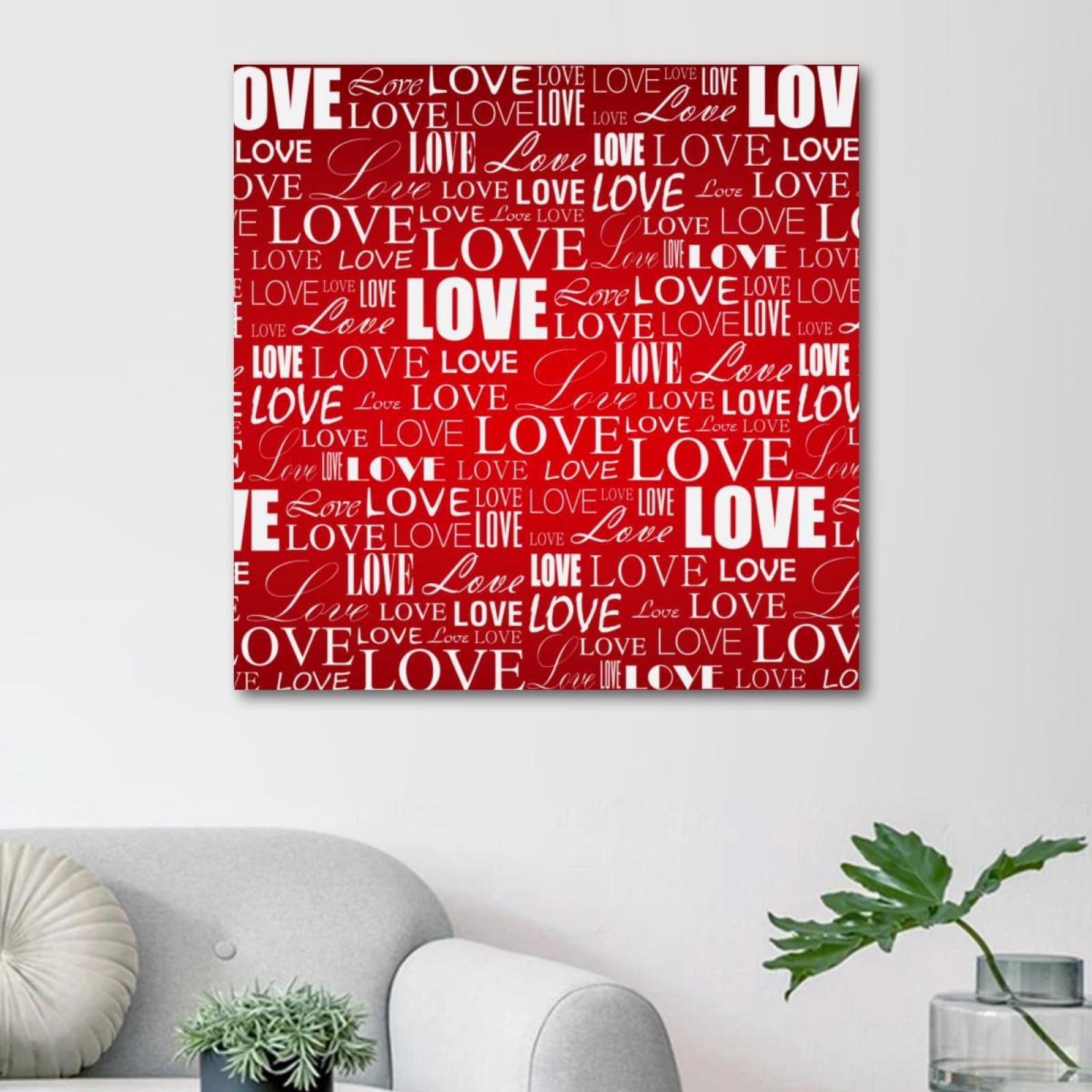 OWNSERIES Valentine's Day Red Love Pattern Canvas Wall Art Paintings ...