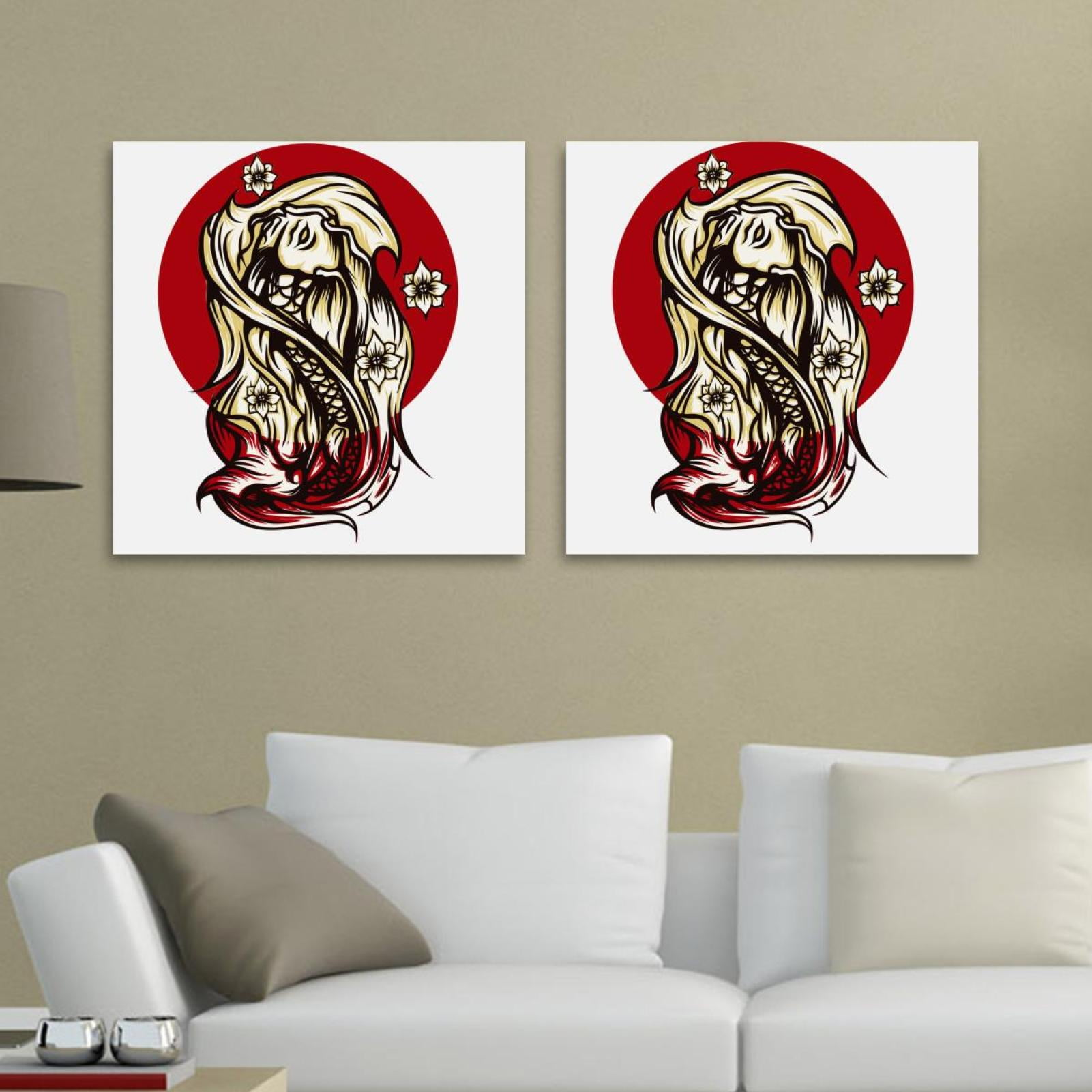 OWNSERIES Vinatge Dragon Japanese Tattoo Pattern 2PC Canvas Wall Art ...