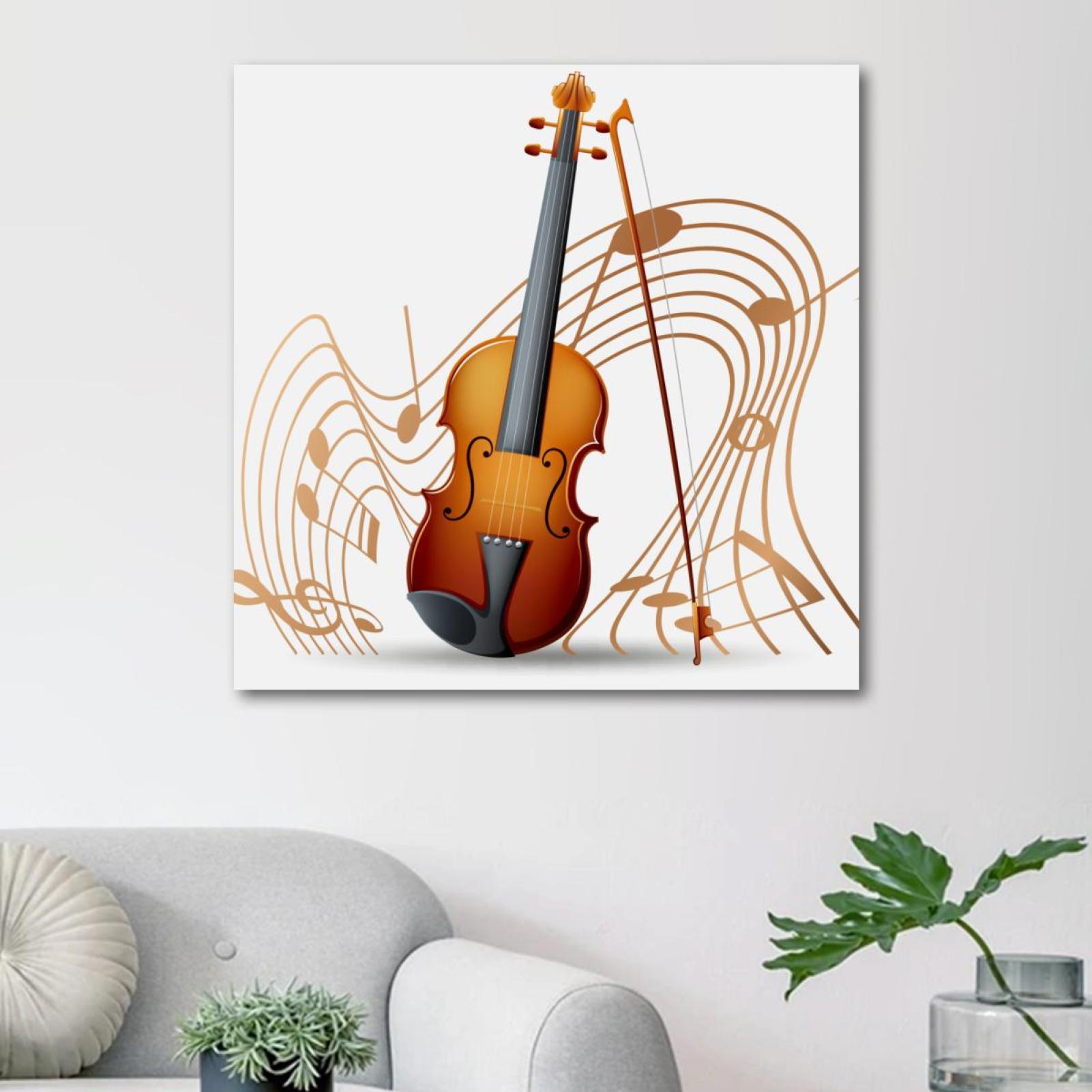 Photo inspiration: Ownseries Violin With Music Notes Pattern Canvas Wall Art Paintings Photo Inspiration
