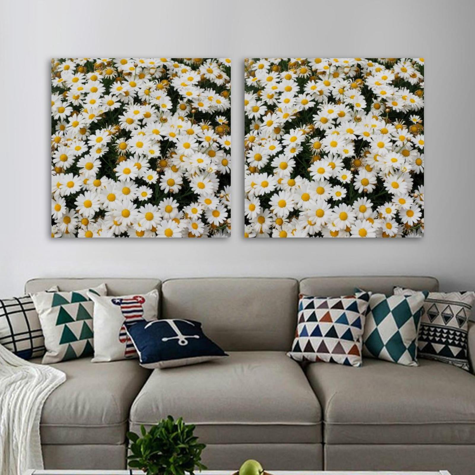 OWNSERIES White Daisies Flowers Marguerite Pattern 2PC Canvas Wall Art ...