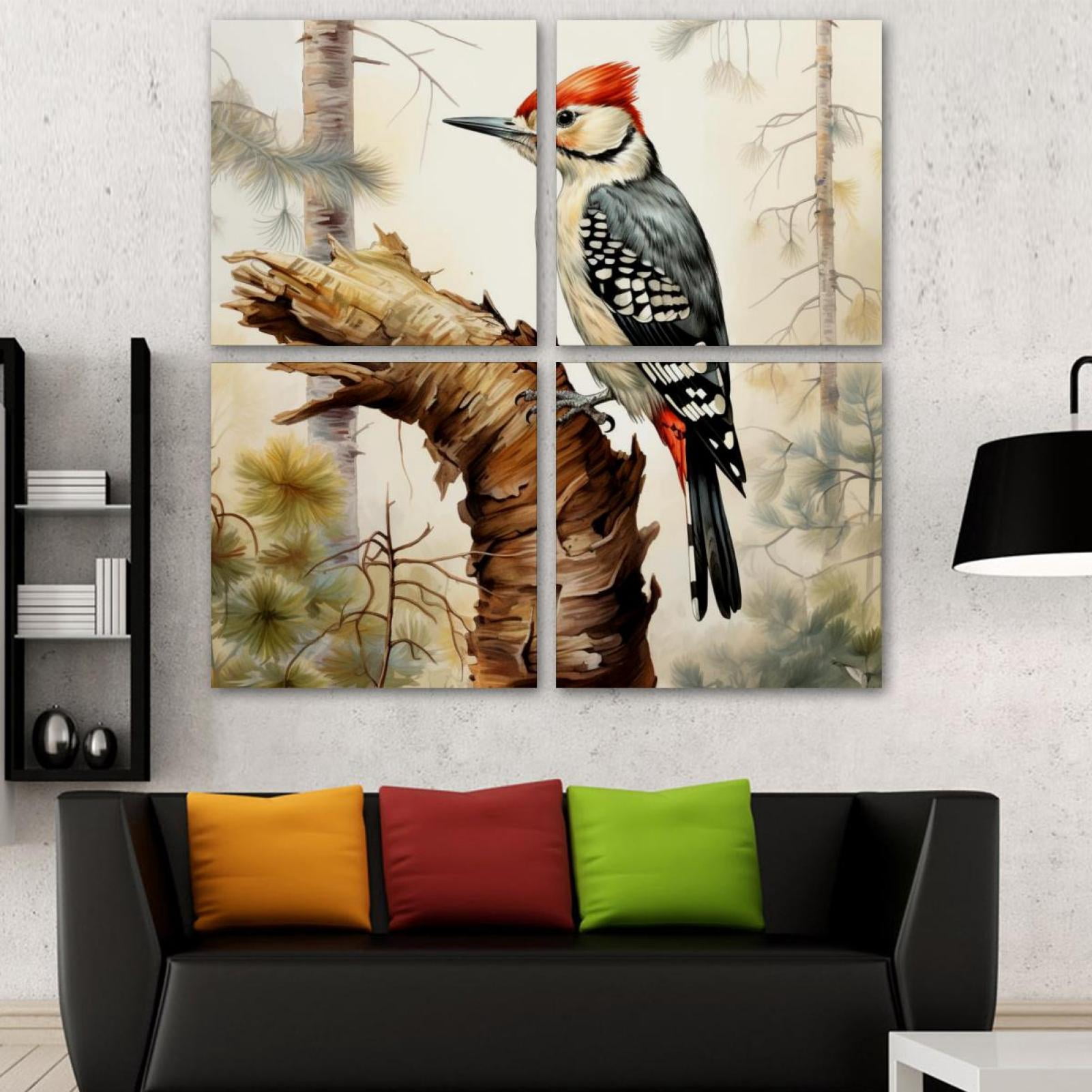 OWNSERIES Woodpecker Pattern 4PC Frameless Canvas Wall Art Paintings ...