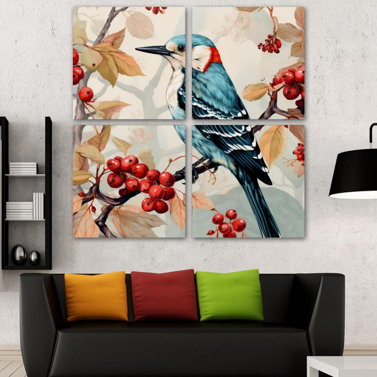 OWNSERIES Woodpecker Pattern 4PC Frameless Canvas Wall Art Paintings ...