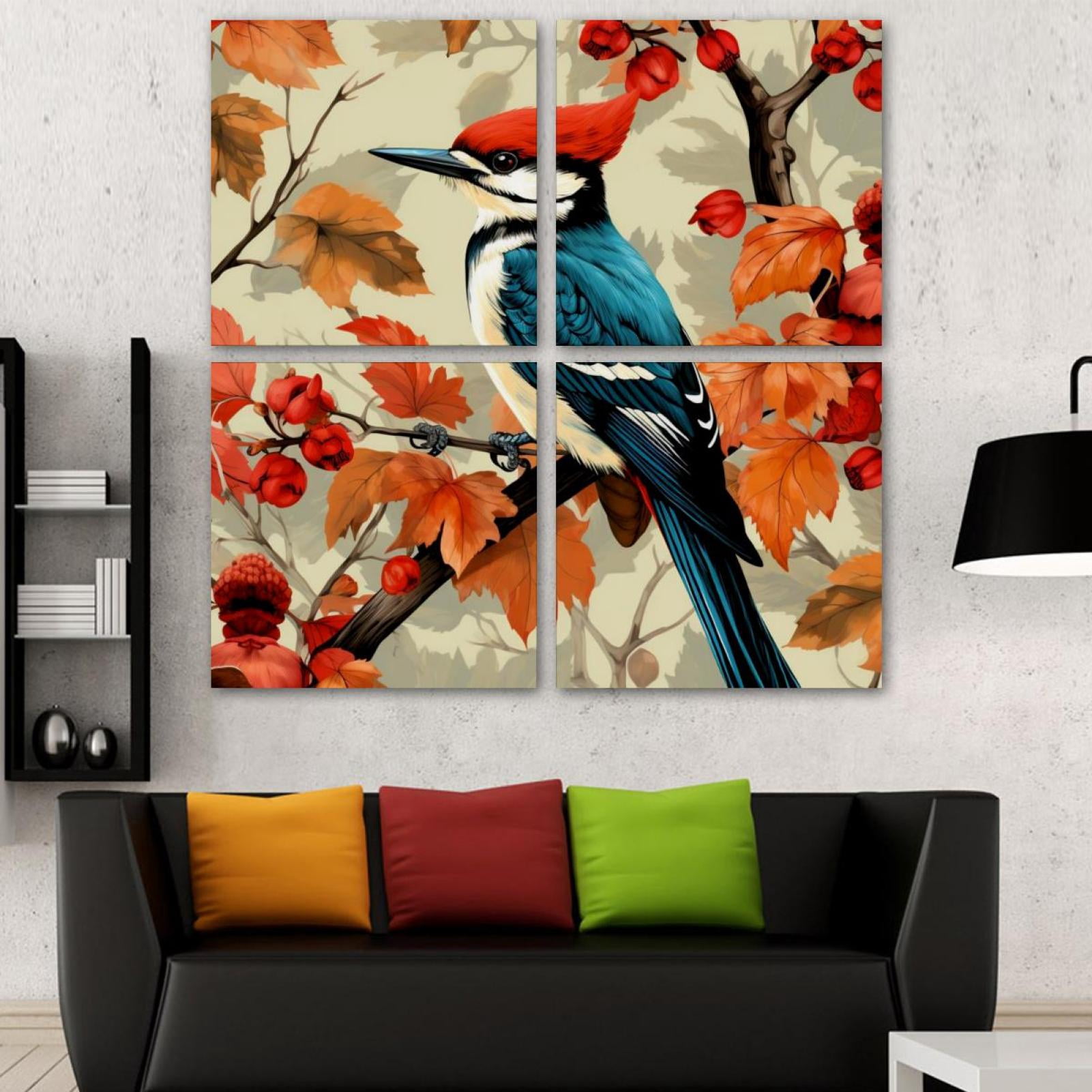 OWNSERIES Woodpecker Pattern 4PC Frameless Canvas Wall Art Paintings ...